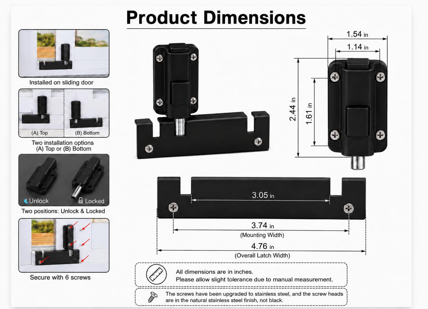 LAIFUCAM LLA0811J244 Horizontal-Sliding-Window-Sash-Locks - View #2