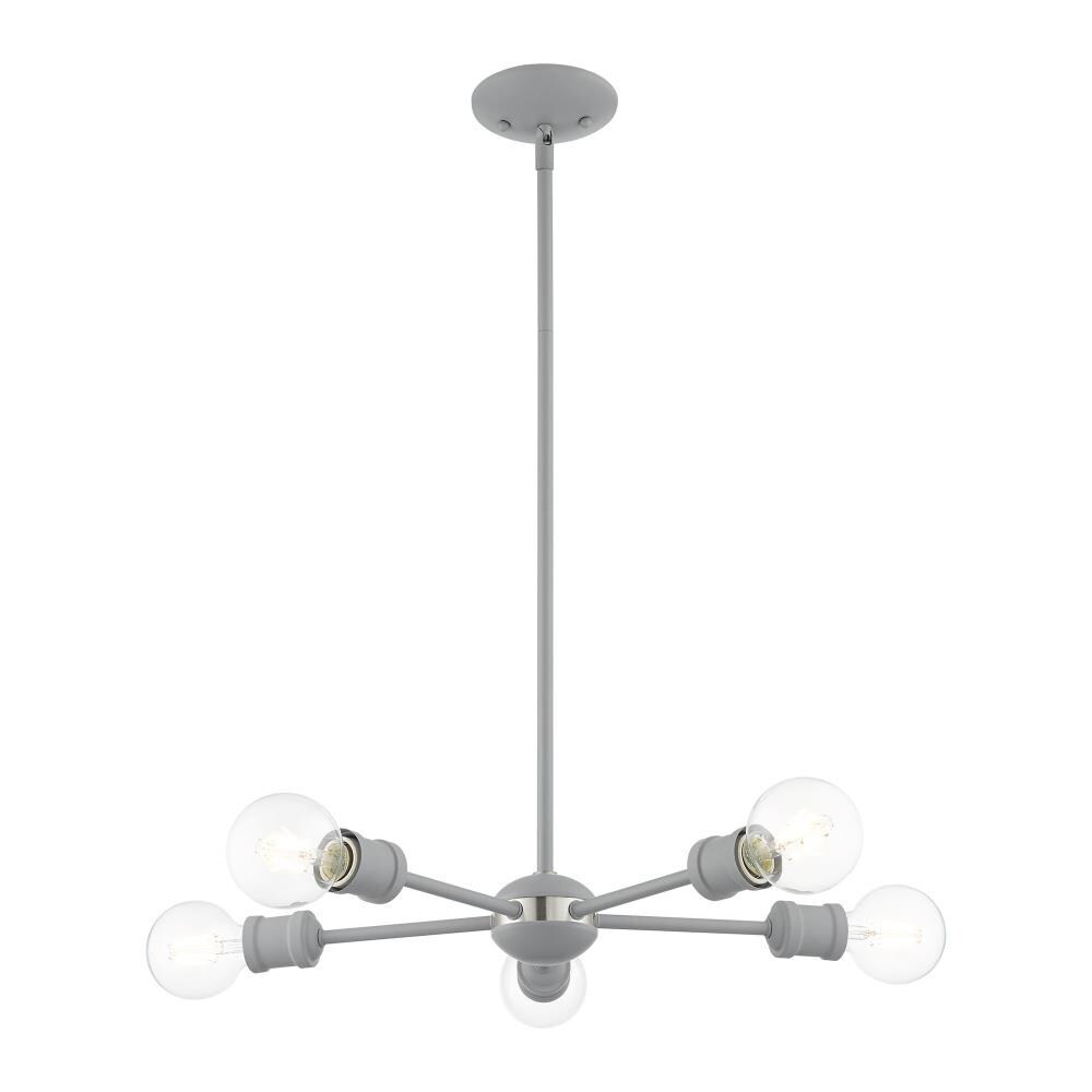 Lansdale 5-Light Nordic Gray & Brushed Nickel Crystal Chandelier