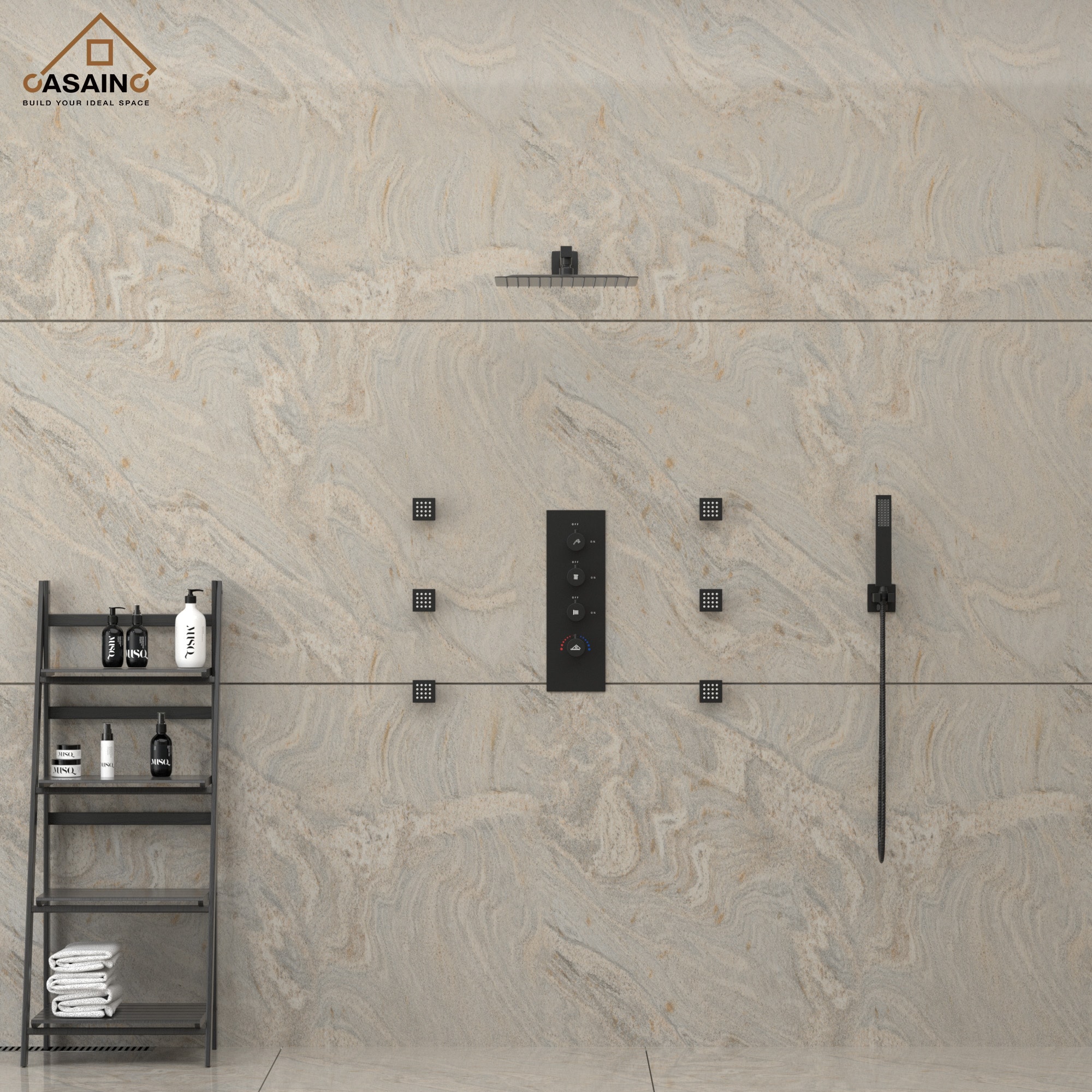 CASAINC CS6077-MB Showerhead-Bar-Panels - View #5