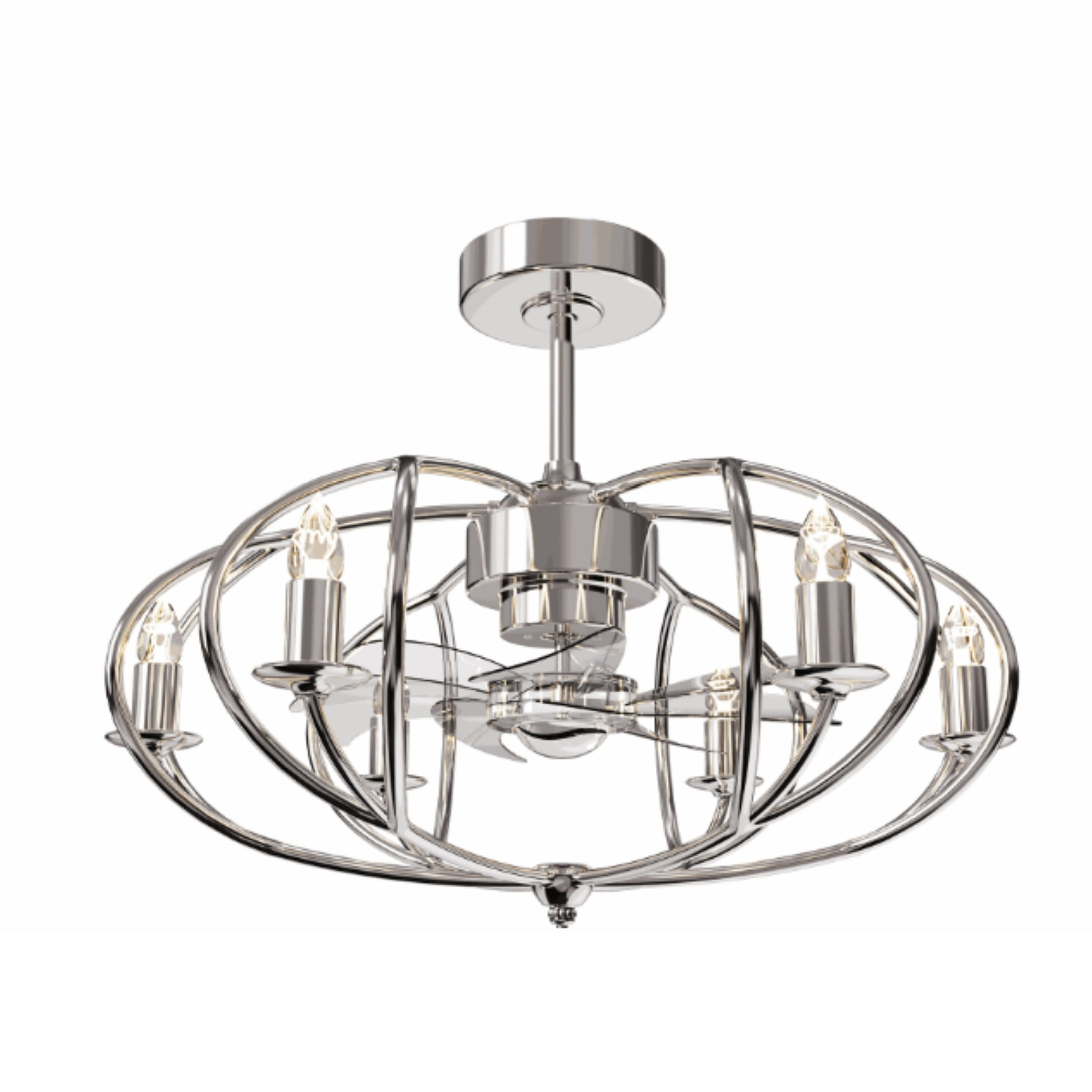 Cusp Barn CS25DC2601 Sanlons 26-in Chrome with ABS Blades Cage Ceiling Fan Without Light - Remote Included ( 5 -Blade )