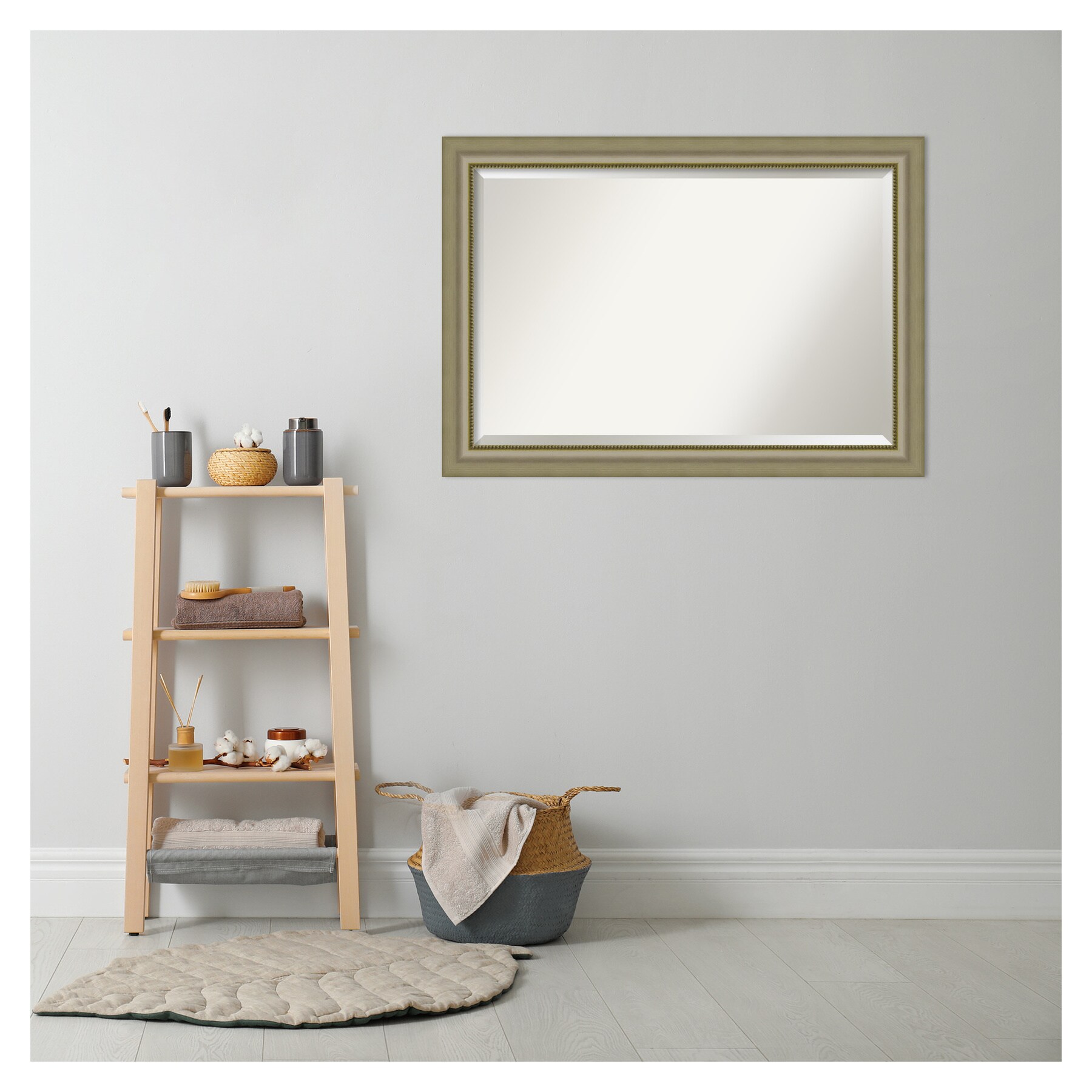 Vegas Curved Silver Beaded Wood Framed Vanity Mirror