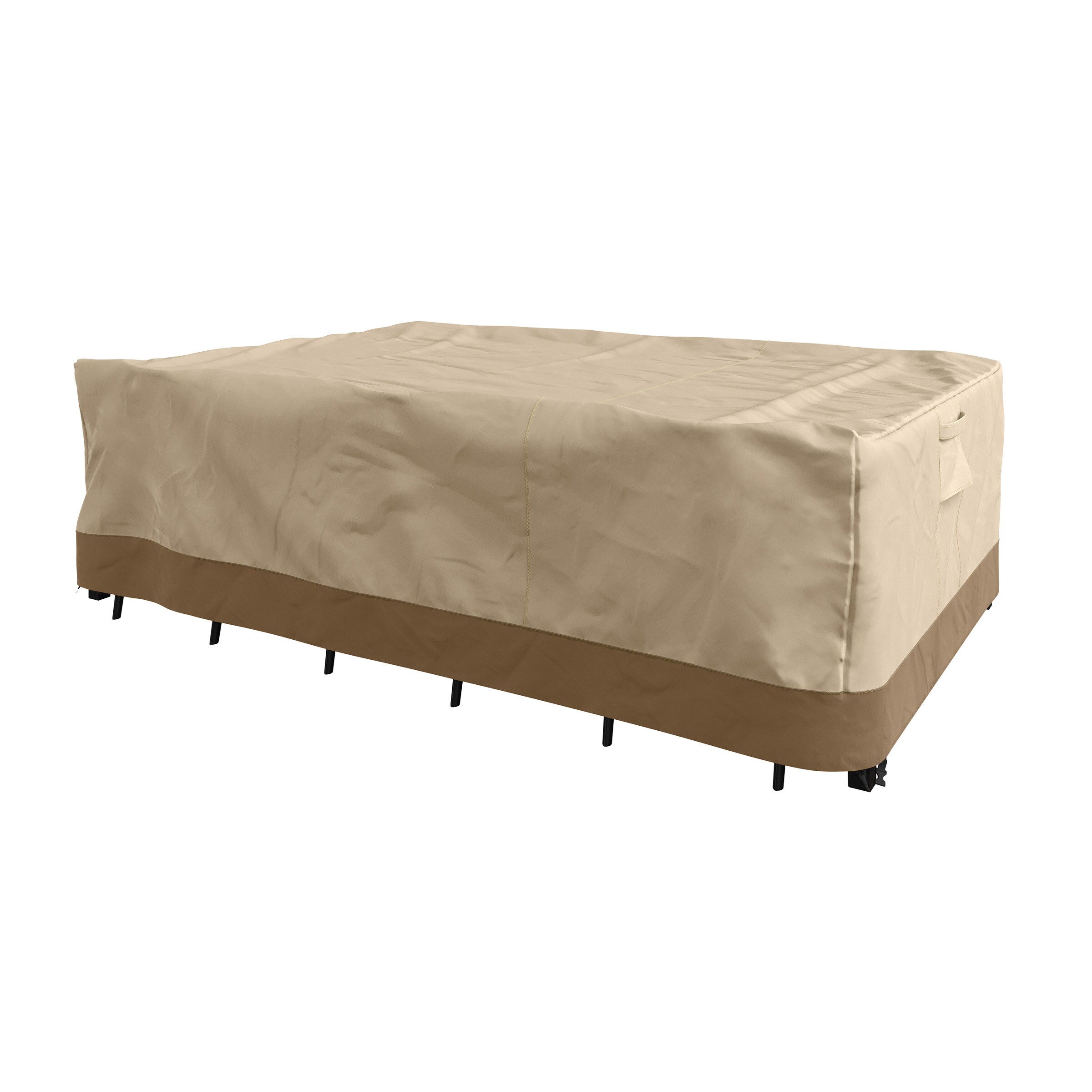 Pure Garden 50-LG1301 Beige with Tan Trim Polyester Patio Furniture Cover For Dining table (rectangle)