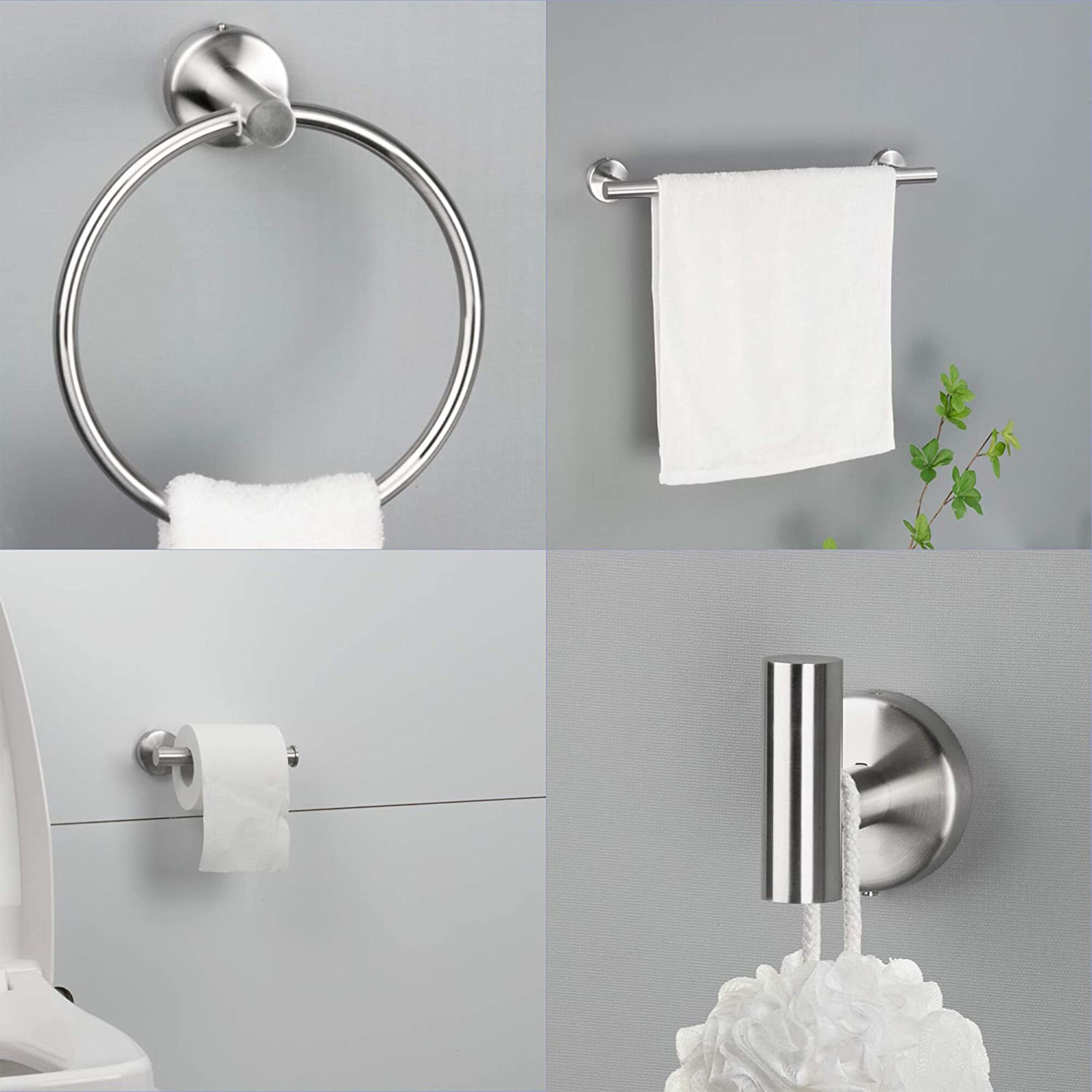 Brushed Nickel Stainless Steel Towel Ring Hand Towel Holder for Bathroom  Wall Stainless Steel Bathroom Towel Ring Hardware Set - AliExpress
