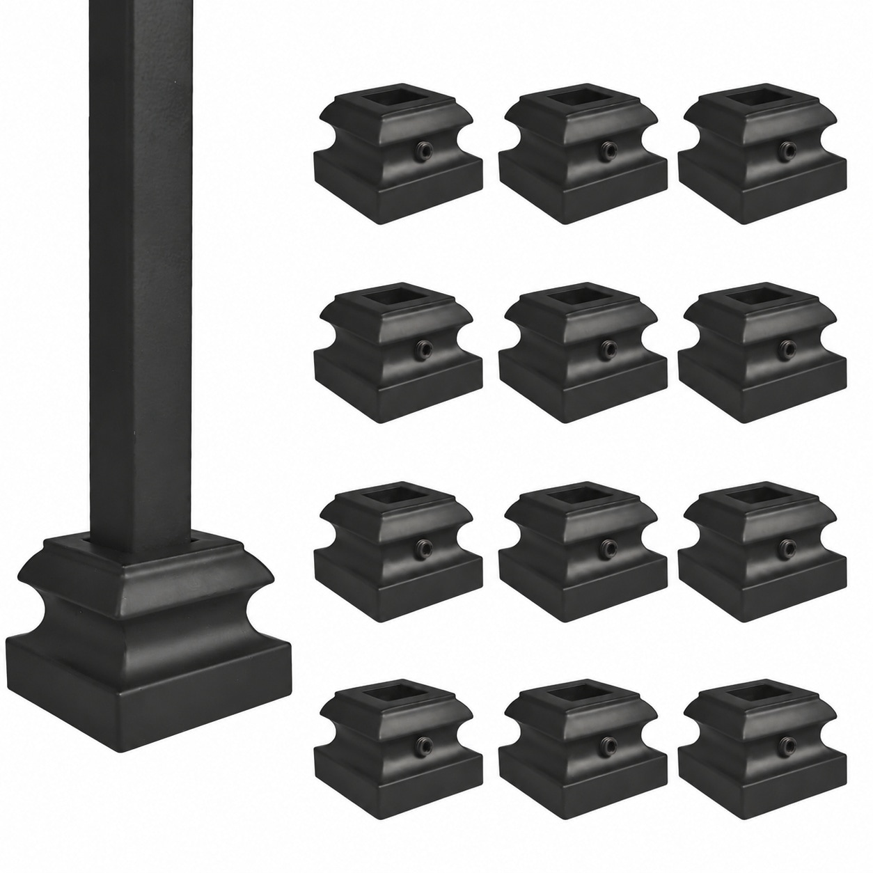 Aoibox 12 Piece Iron Baluster Shoes with Screws Matte Black Satin ...