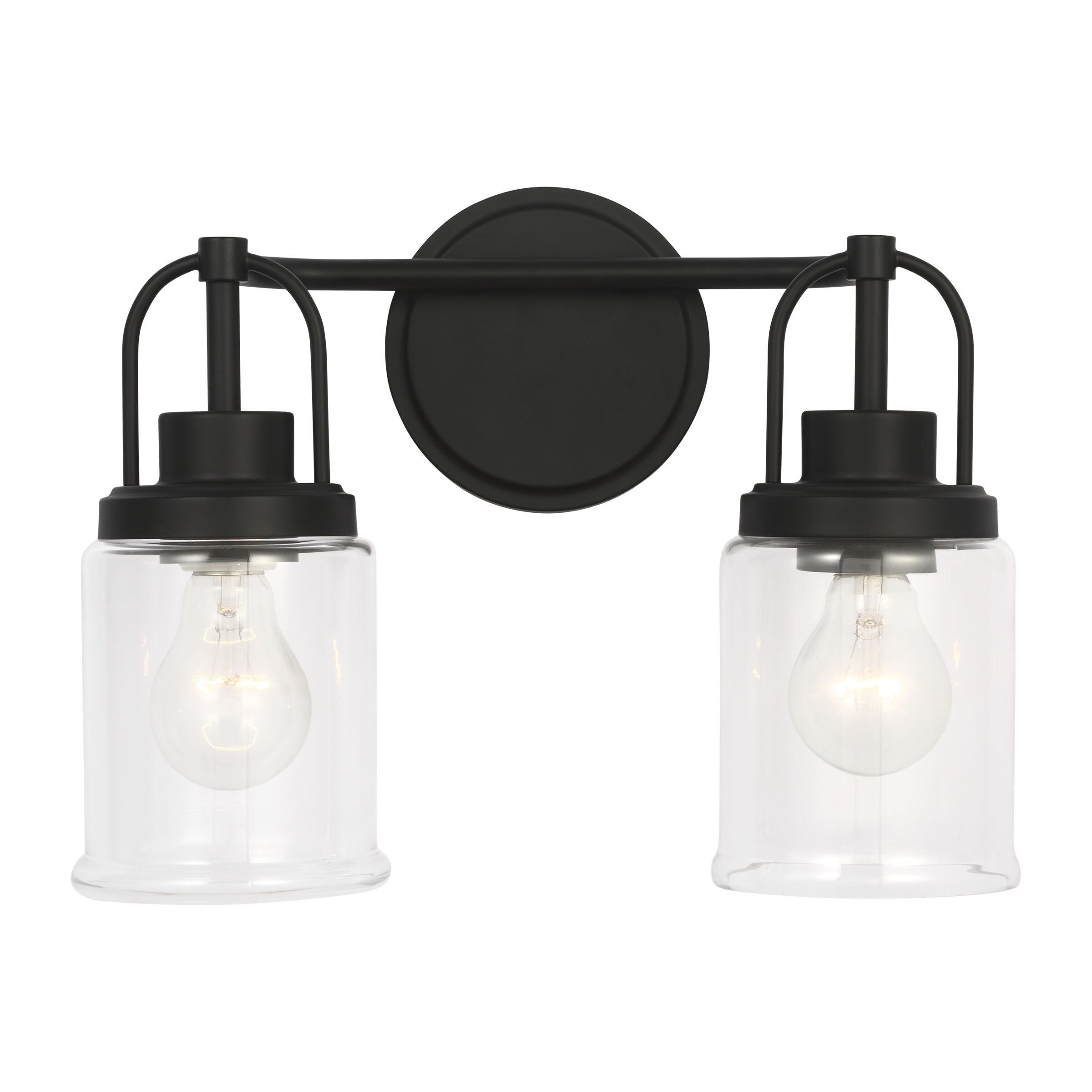 Generation Lighting GLV1072MBK Anders 14-in 2 -Light Black Transitional Vanity light