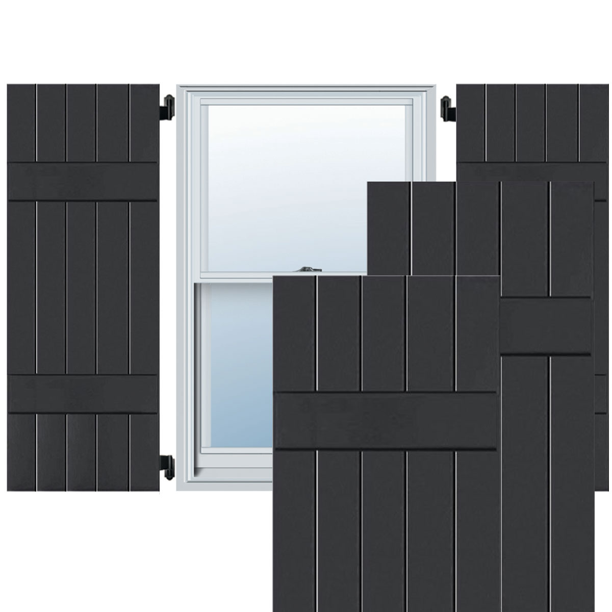 Ekena Millwork RWB18X039BLP 18-in W x 39-in H Black Board and batten Wood Exterior Shutters ( 2 -Pack )