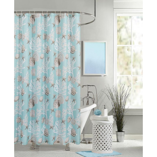 Sea Foam Patterned Shower Curtain, Teal Grey White Shower Curtains