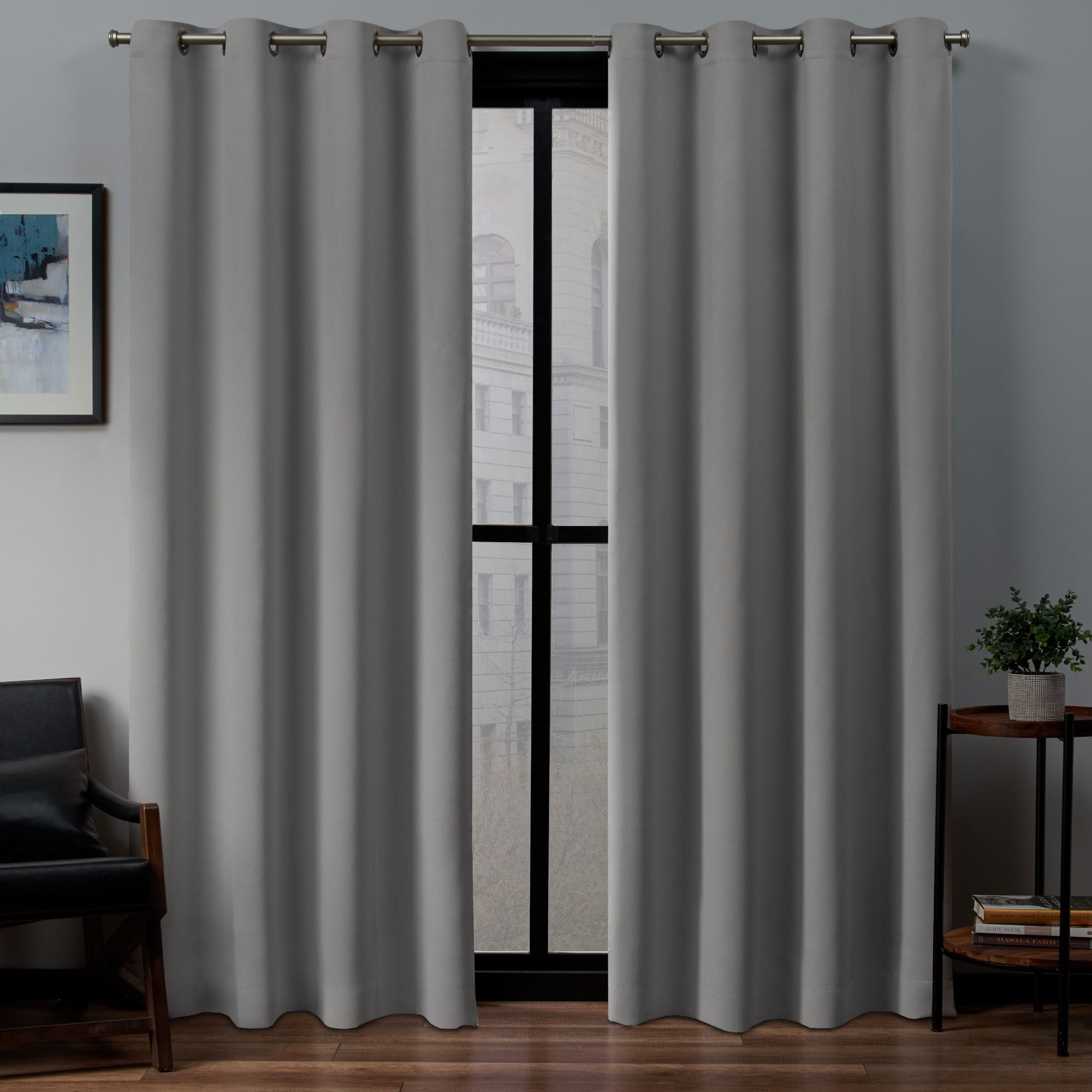 Exclusive Home EH7982-15 2-96G 96-Inches Veridian grey Room darkening Interlined Grommet Curtain panel pair
