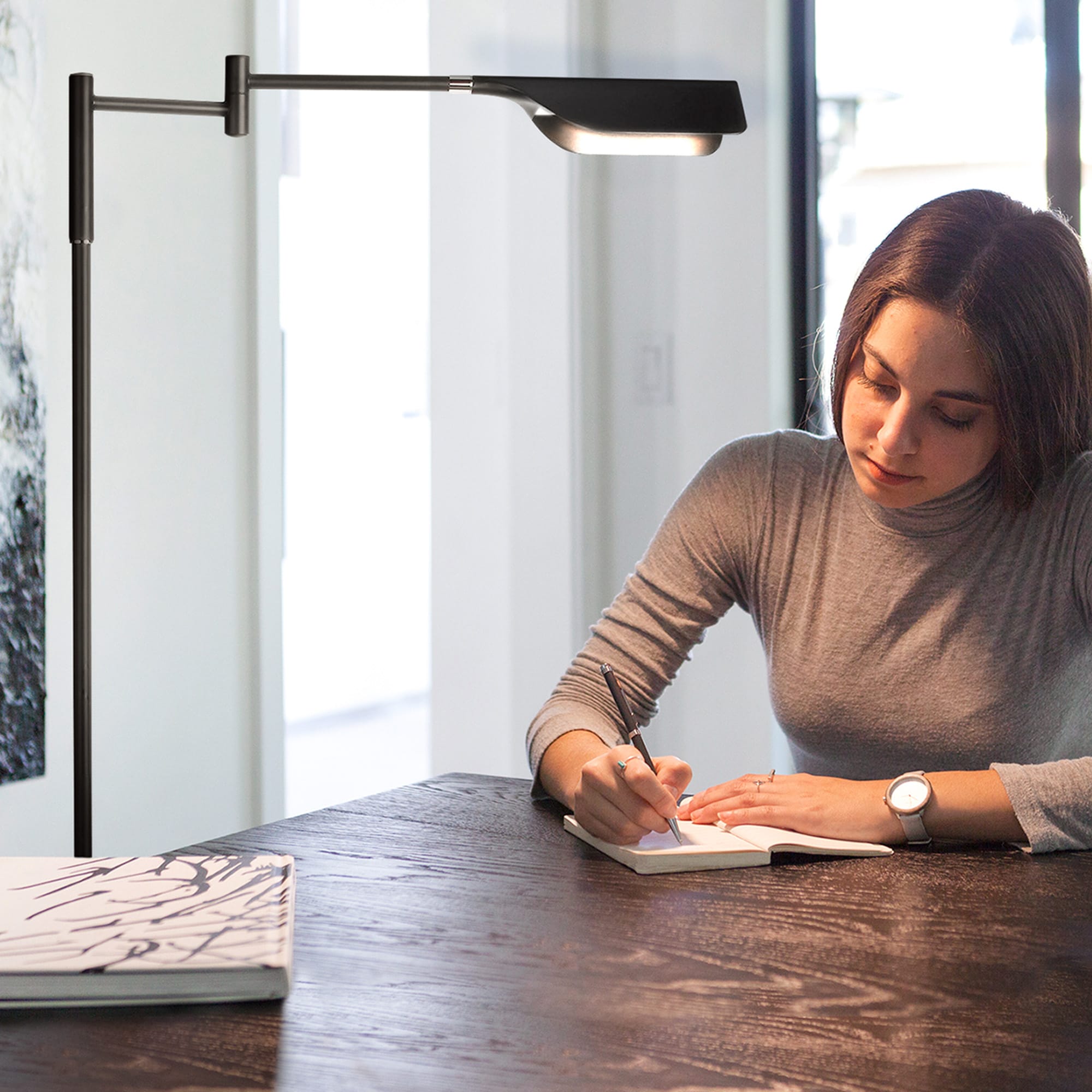 Black Adjustable 3-Way LED Task Floor Lamp