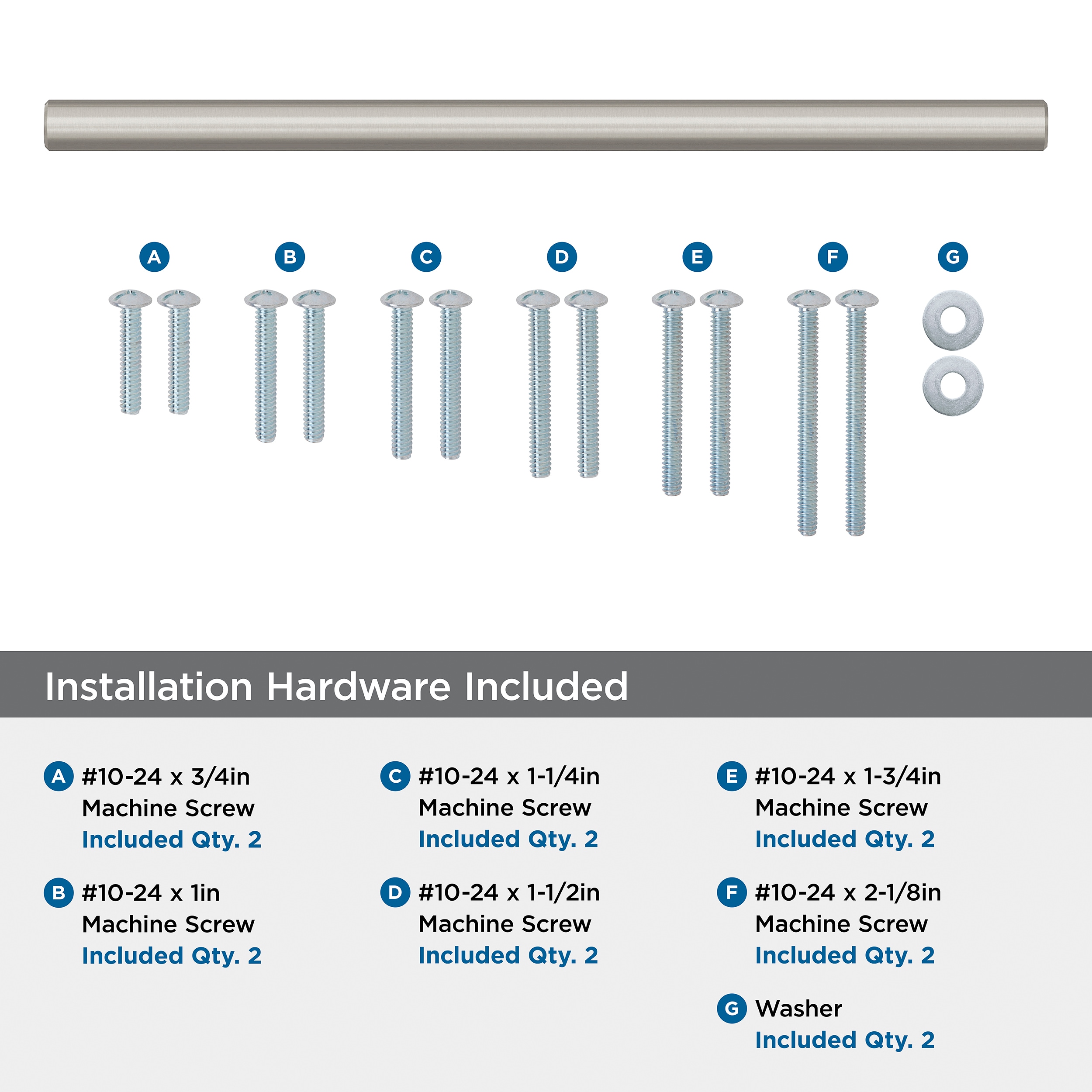 Brushed Nickel 12" Solid Stainless Steel Bar Pull