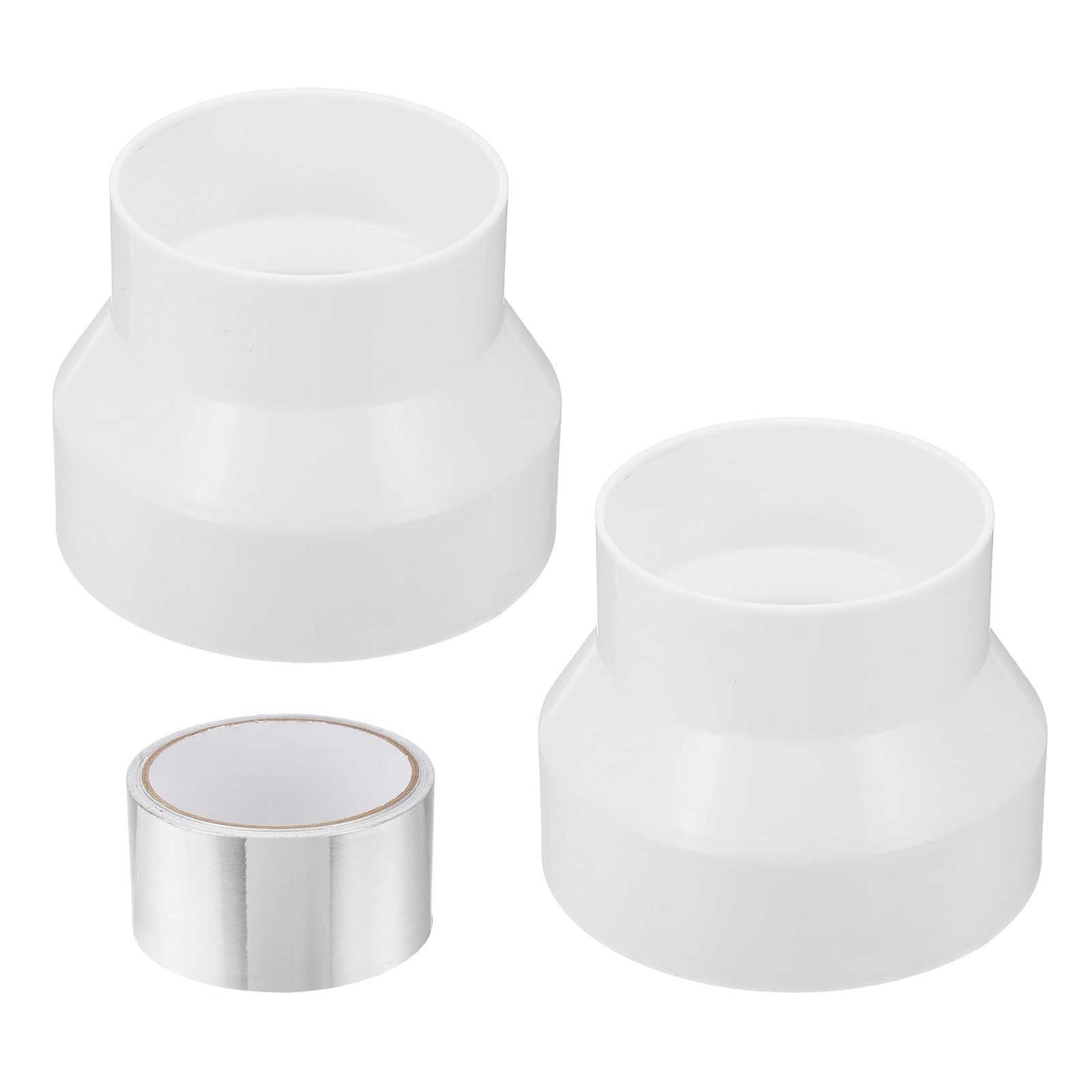 PATIKIL 2pcs Duct Reducter 5inch to 3inch PVC Air Ducting Adapter Ducting Reducer Increaser Cone for Bathroom Kitchen Inline Ventilation Systems White