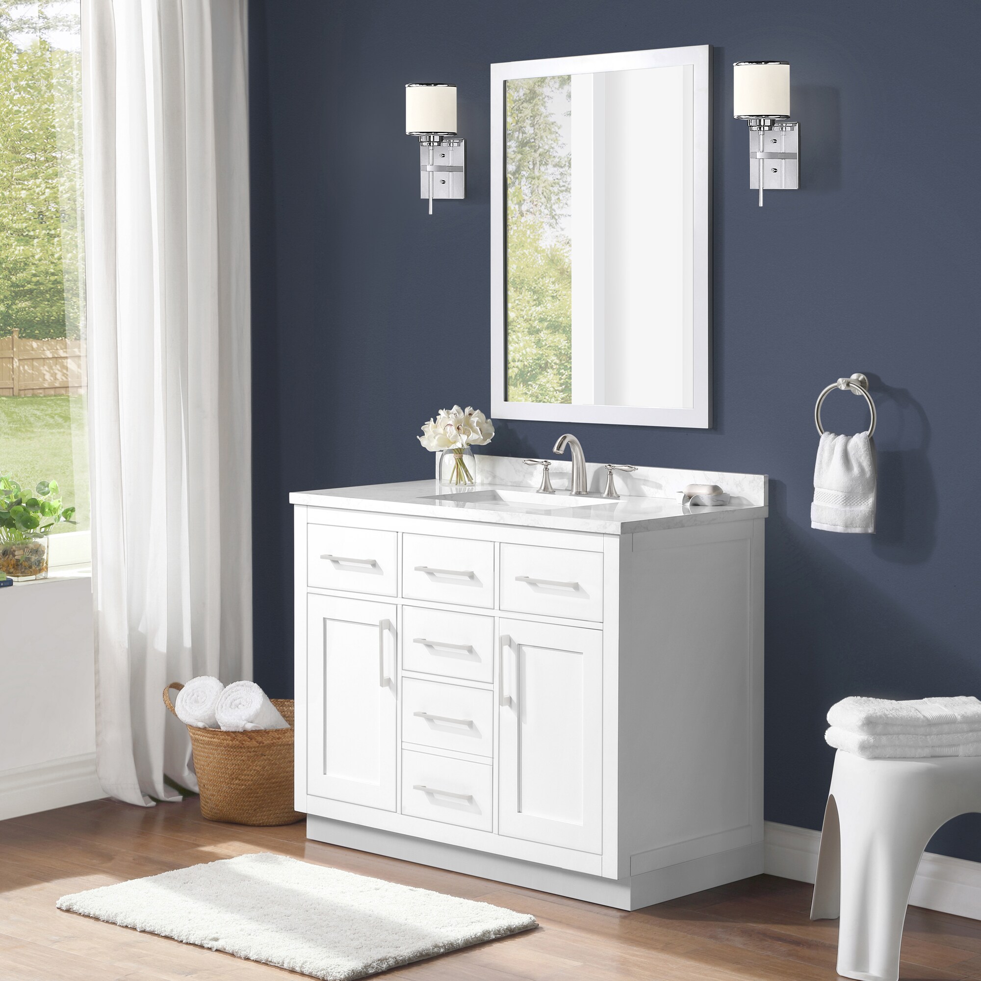 OVE Decors Athea 42-in Pure White Undermount Single Sink Bathroom ...