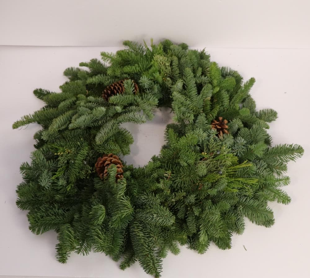 Details about   24" Christmas Wasatch Mountain Cashmere Ming Pine Wreath With Pine Cones 