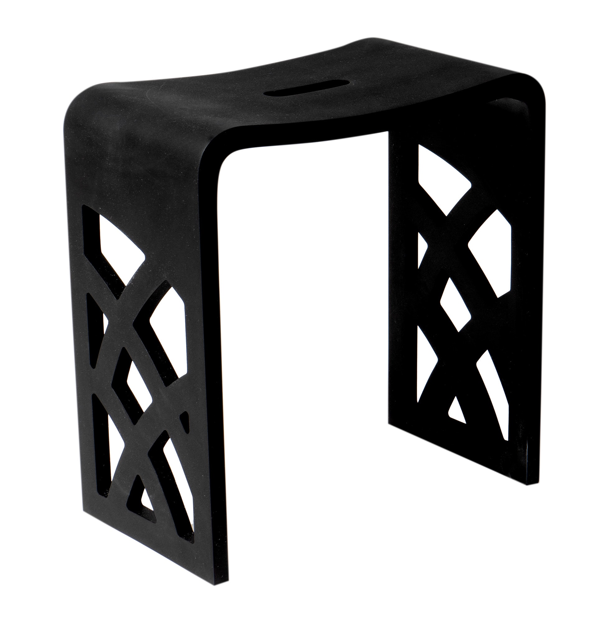 16.5'' Black Matte Solid Surface Resin Shower Stool
