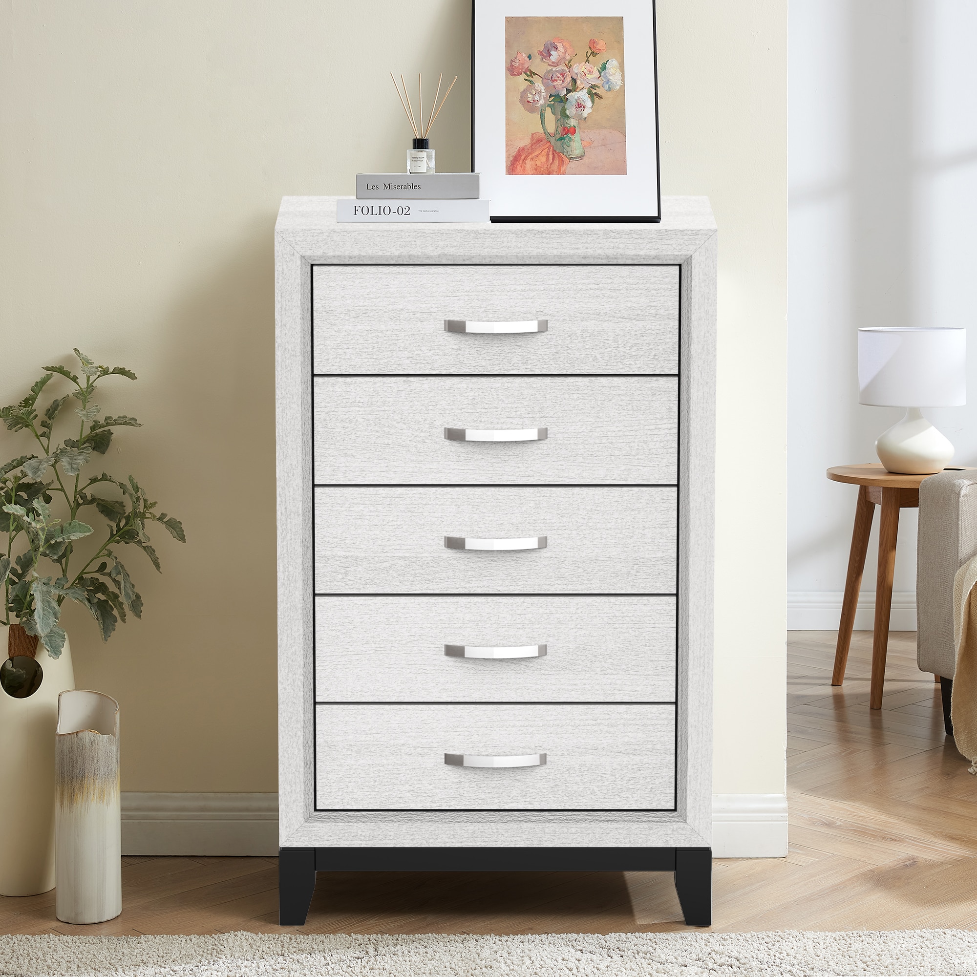Matrix Decor MDFM7215WH-C White 5 -Drawer Standard chest