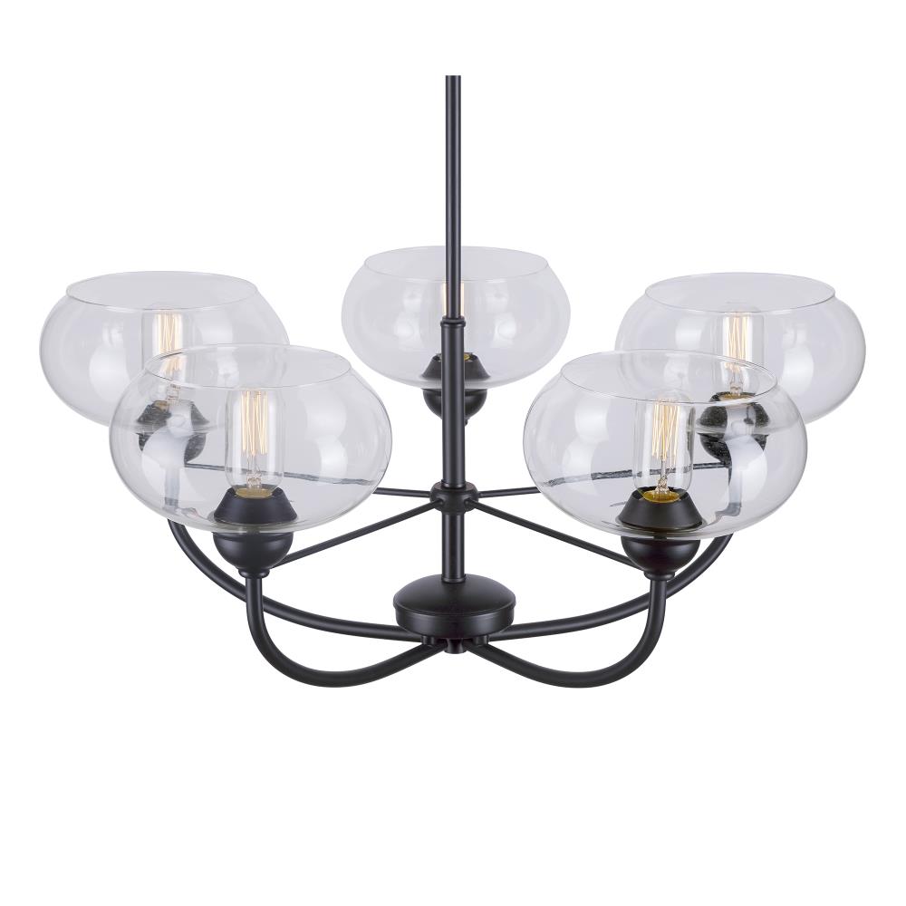 Cameron 28'' Black Steel Chandelier with Oversized Clear Glass Shades