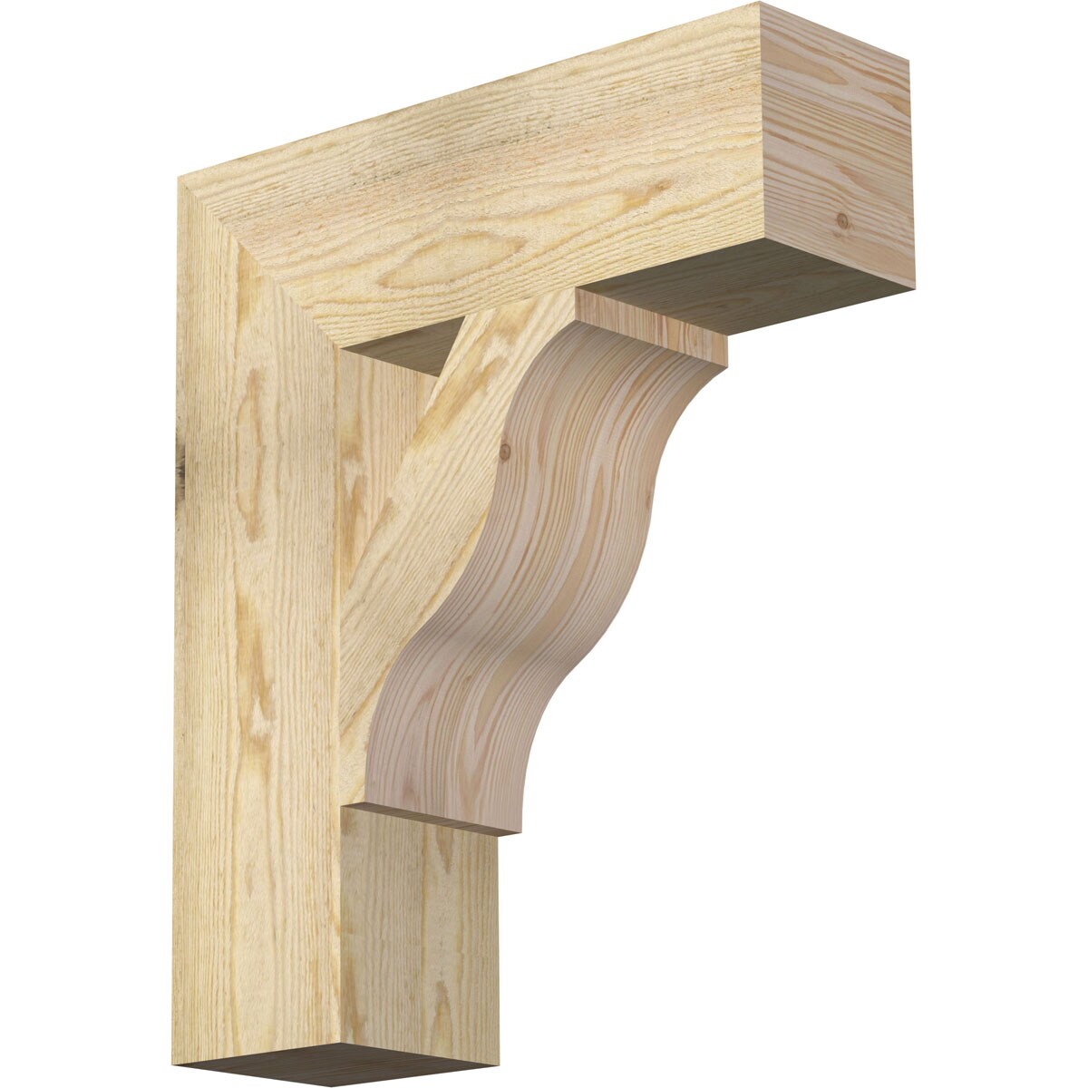 Ekena Millwork BKT06X20X24FST05RDF Funston Block Rough Sawn 6-in x 20-in x 24-in Douglas fir Brown Wood Standard bracket
