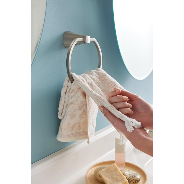 Moen Lindor Brushed Nickel Wall Mount Single Towel Ring in the Towel Rings  department at