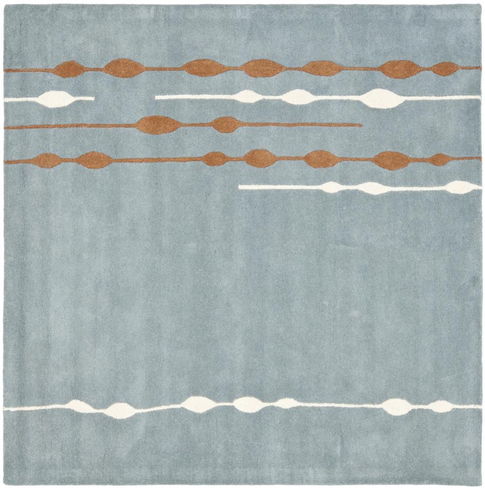 Blue Handmade Tufted Wool and Viscose Square Rug, 6' x 6'