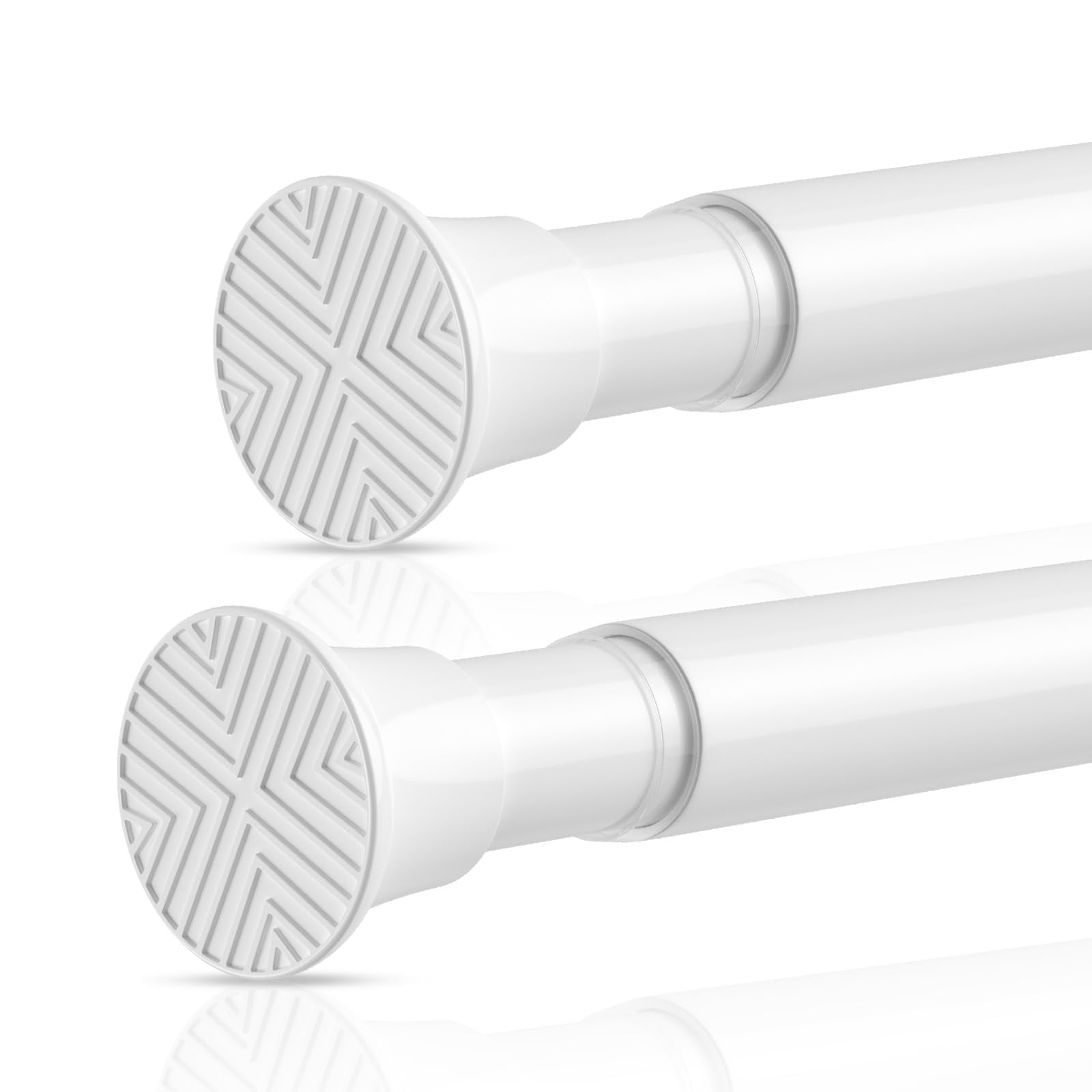 Aoibox  2 Pack White Shower Curtain Tension Rod 31 to 76 Inch Adjustable No Drill Rustproof Anti Slip Spring