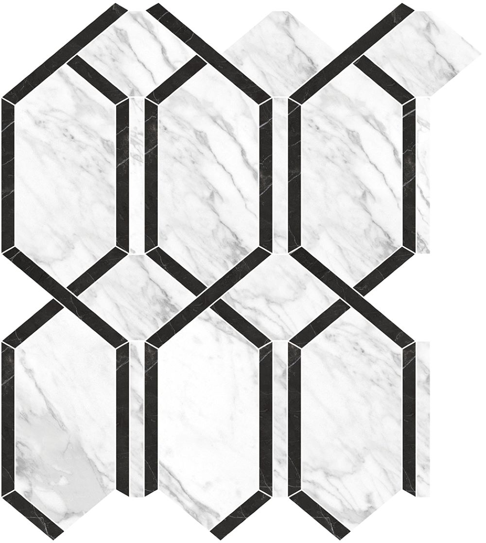 Satori La Marca Statuarietto 12-in x 13-in Polished Porcelain Marble look Arabesque Mosaic Floor and Wall Tile ( 10.98-sq ft / Carton )