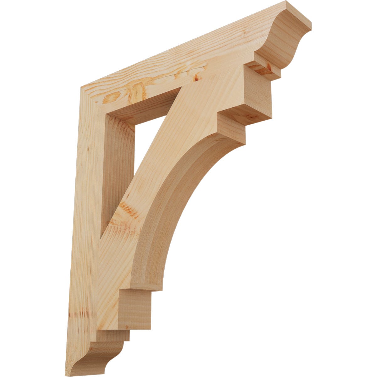 Ekena Millwork BKT04X24X28MRC01SDF Merced traditional smooth 3-1/2-in x 24-in x 28-in Douglas fir Brown Wood Standard bracket