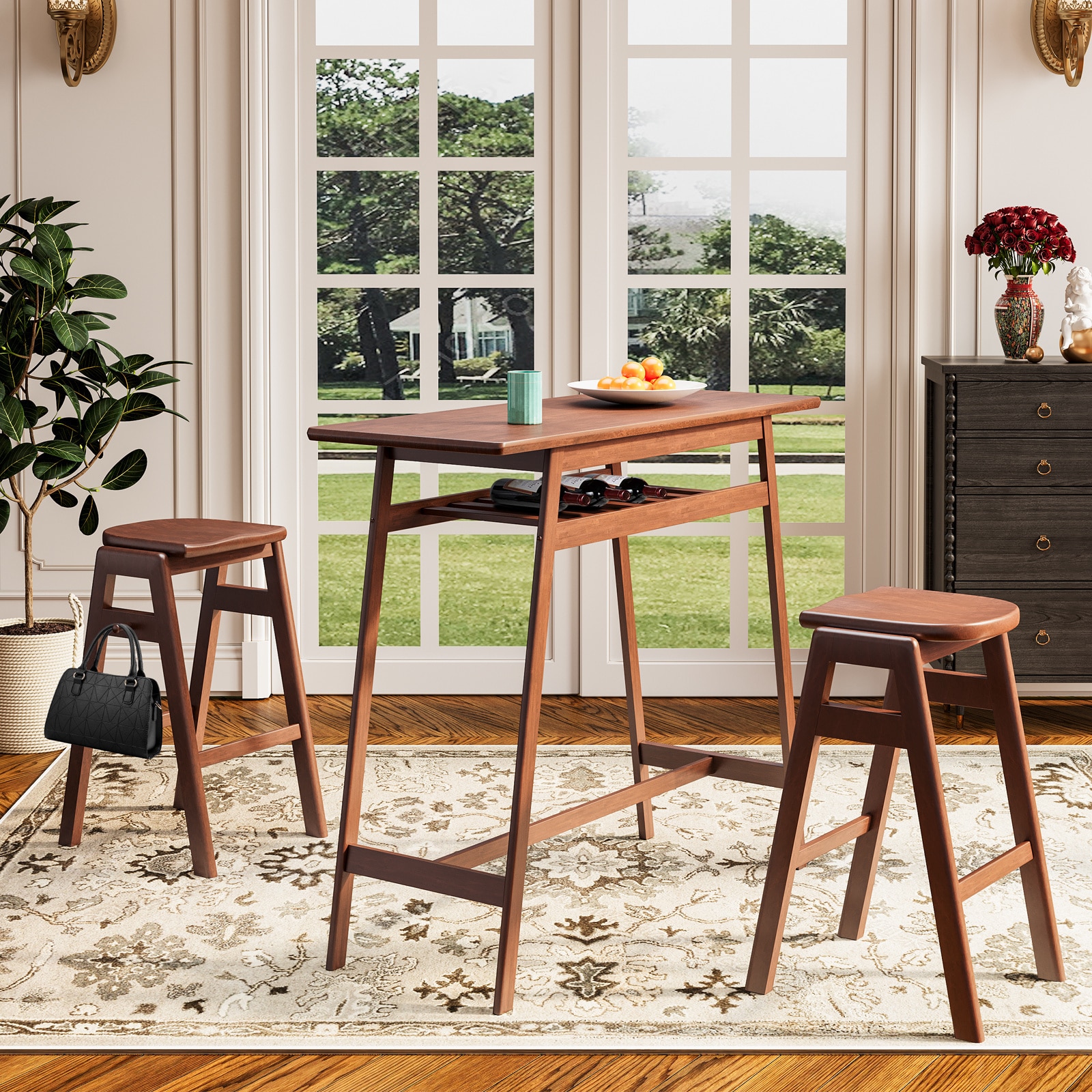 BESTCOSTY W6916LJW5658-XLL Antique brown Contemporary/Modern Dining Room Set with Rectangular Table ( Seats 220 )