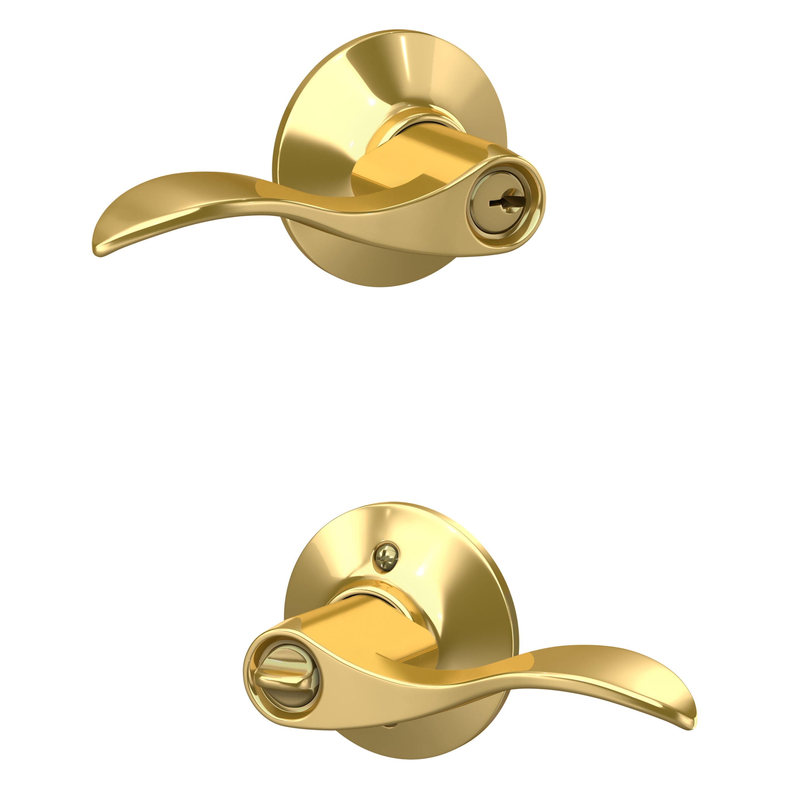 Schlage F51 V ACC 505 Accent Bright Brass Exterior Keyed entry Door Handle
