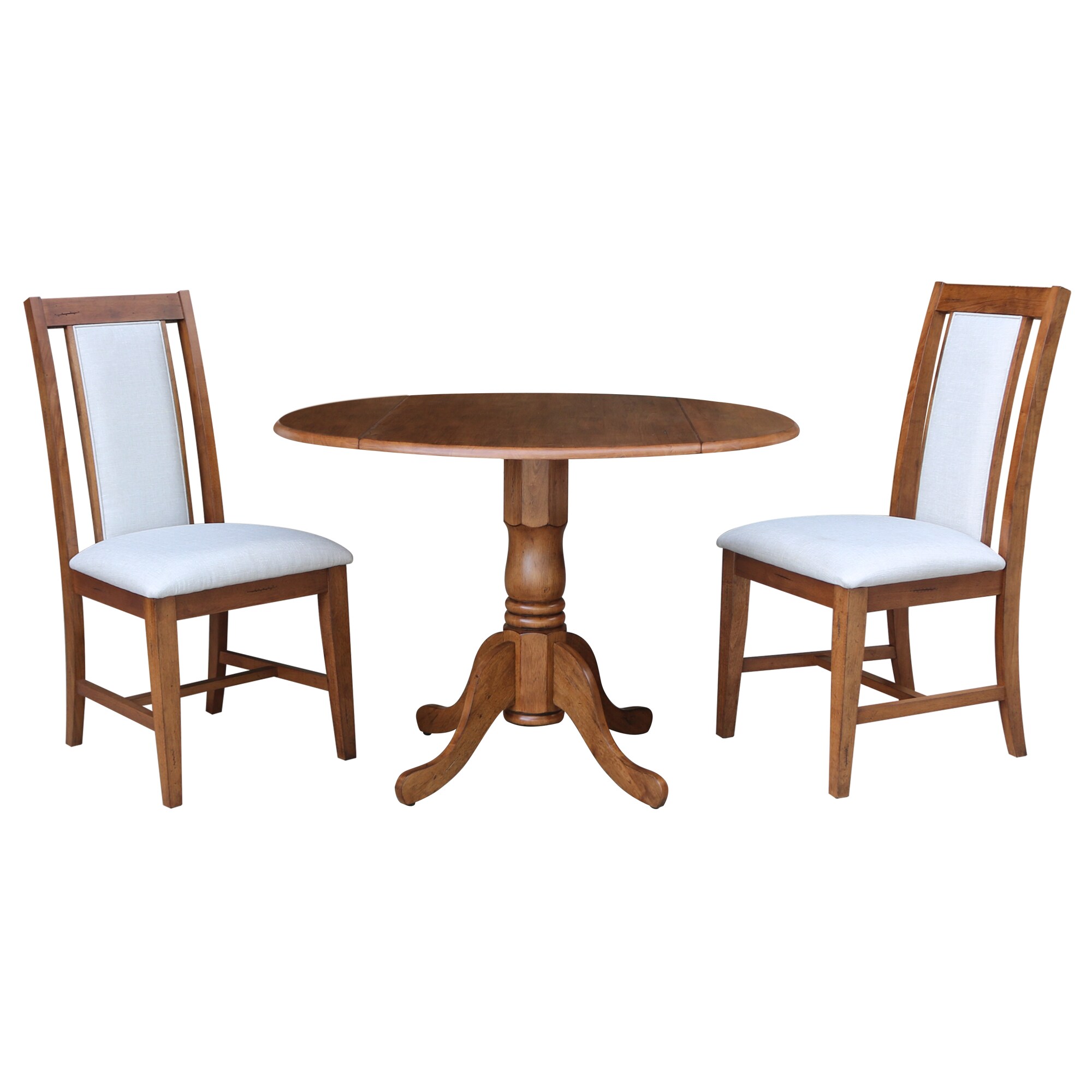 International Concepts K42-42DP-C59-2 Distressed Oak Traditional Dining Room Set with Round Table (Seats 2)