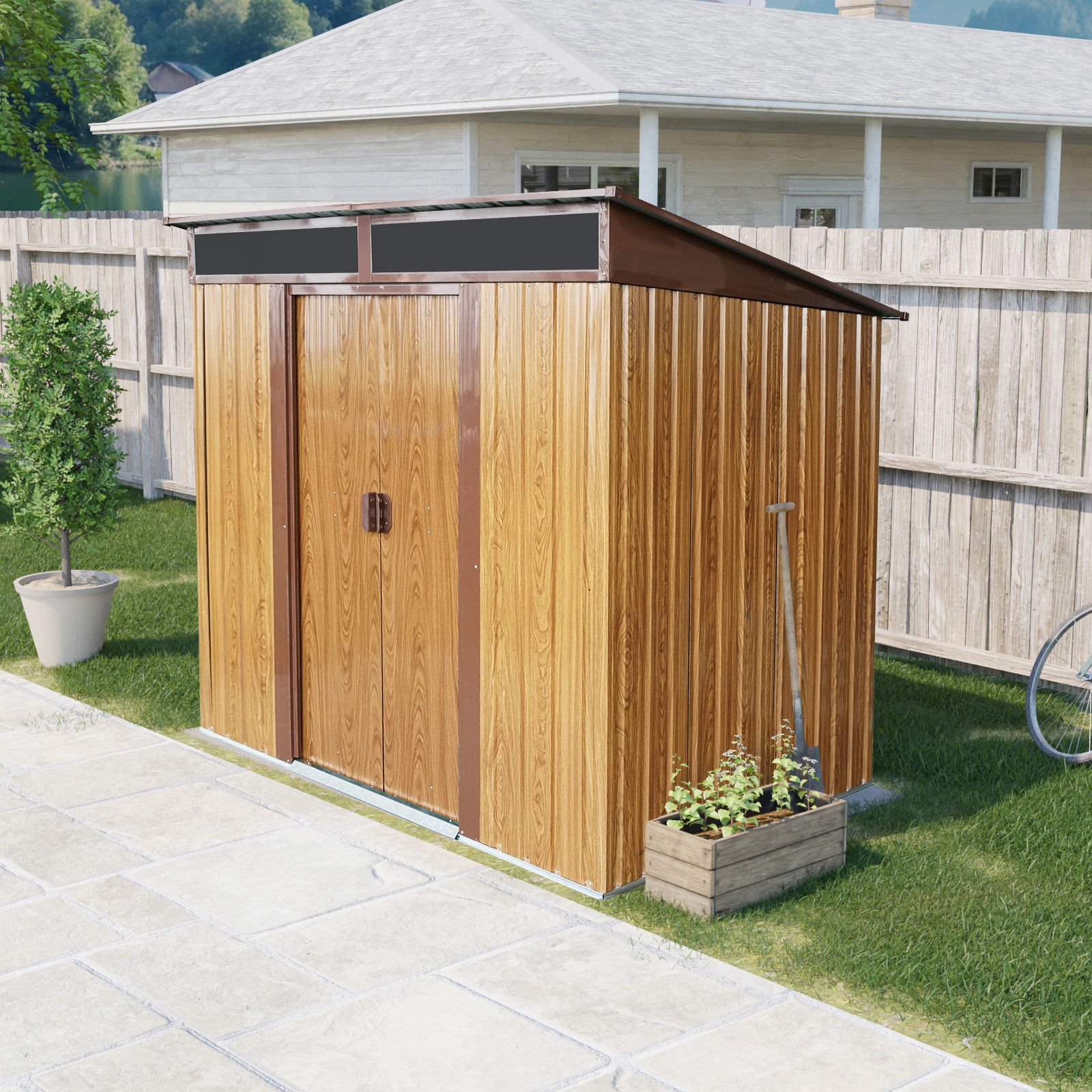 Xspracer ML-OS289WP 5-ft x 6.42-ft Galvanized steel Storage Shed