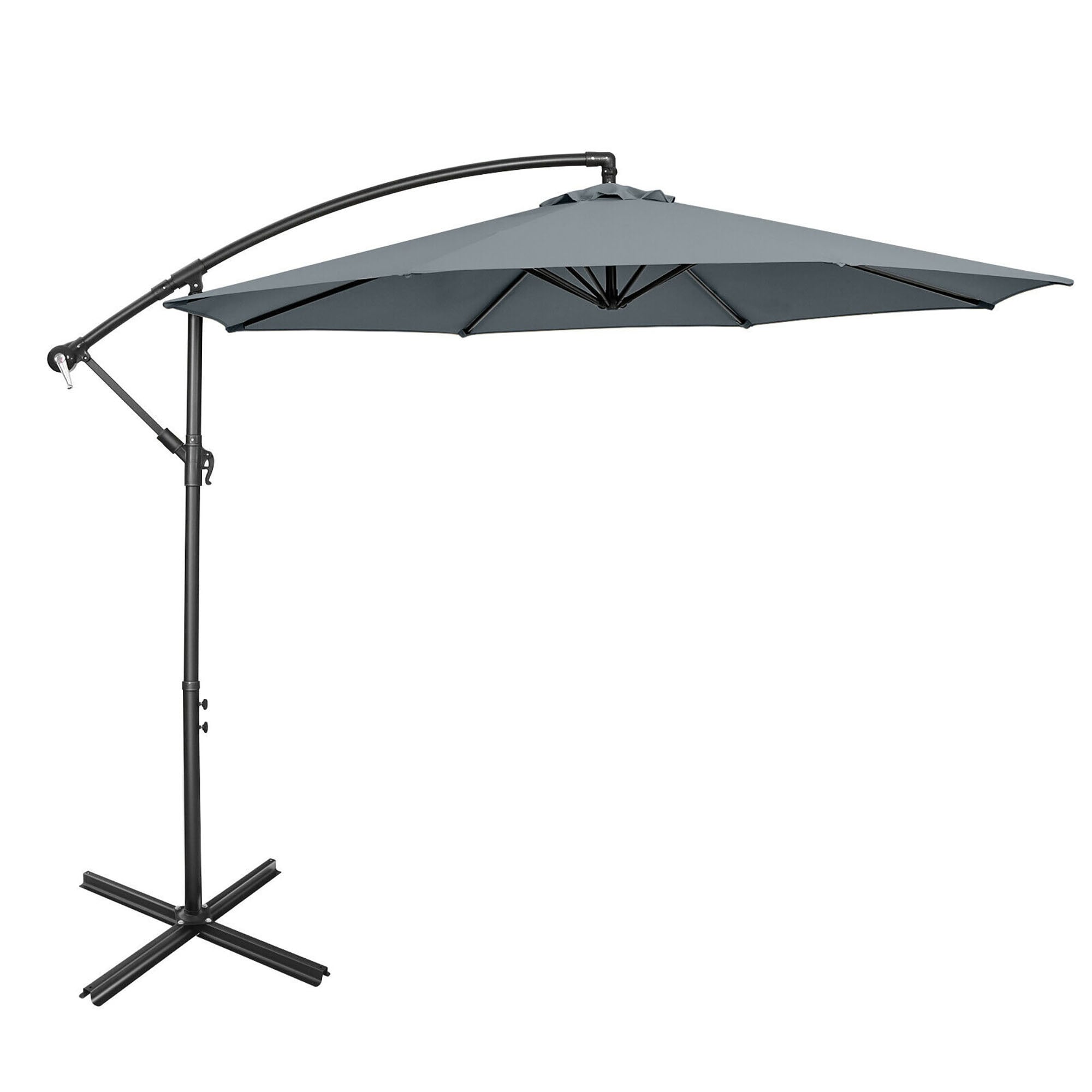 CASAINC ED651020000103 10-ft Steel Gray Crank Market Patio Umbrella