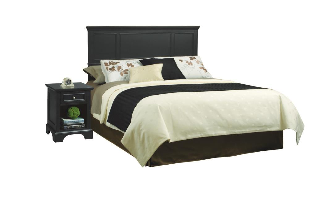Homestyles Bedford 4- Piece Black Wood Queen Headboard, Two Nightstands And Chest