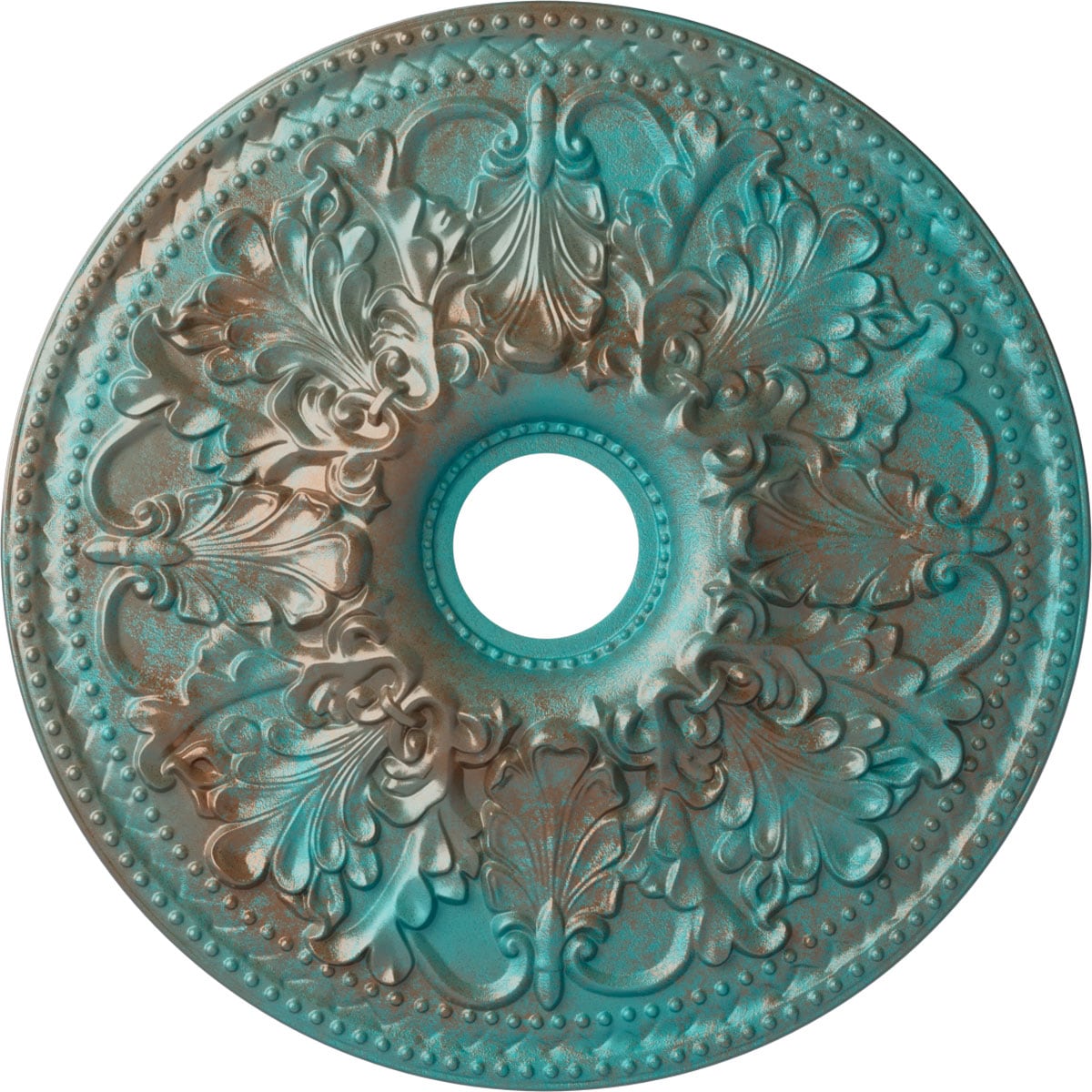 Ekena Millwork CM23ASCGS Ashley 23.875-in W x 23.875-in L Painted Copper Green Patina Polyurethane Whole Ceiling Medallion