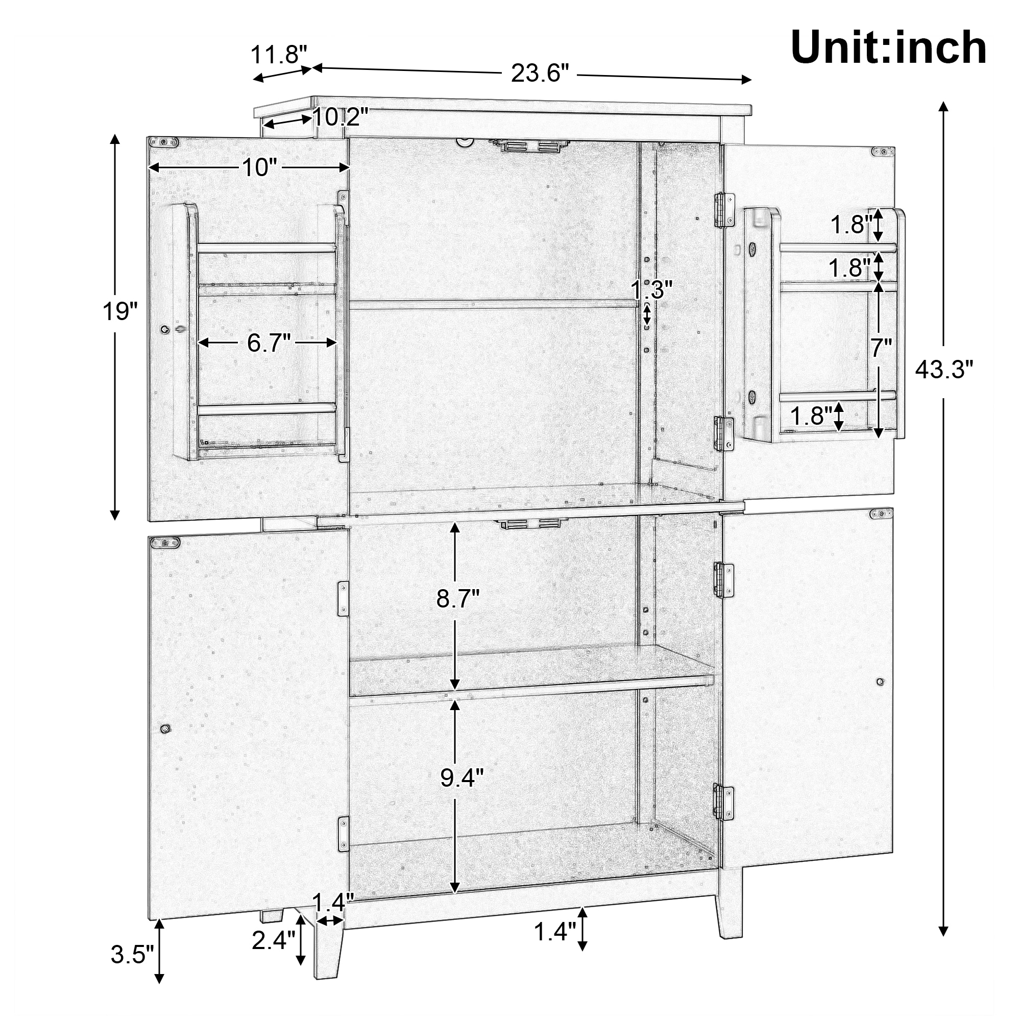 ModernLuxe L3P-N725P188461E Bathroom-Wall-Cabinets - View #3