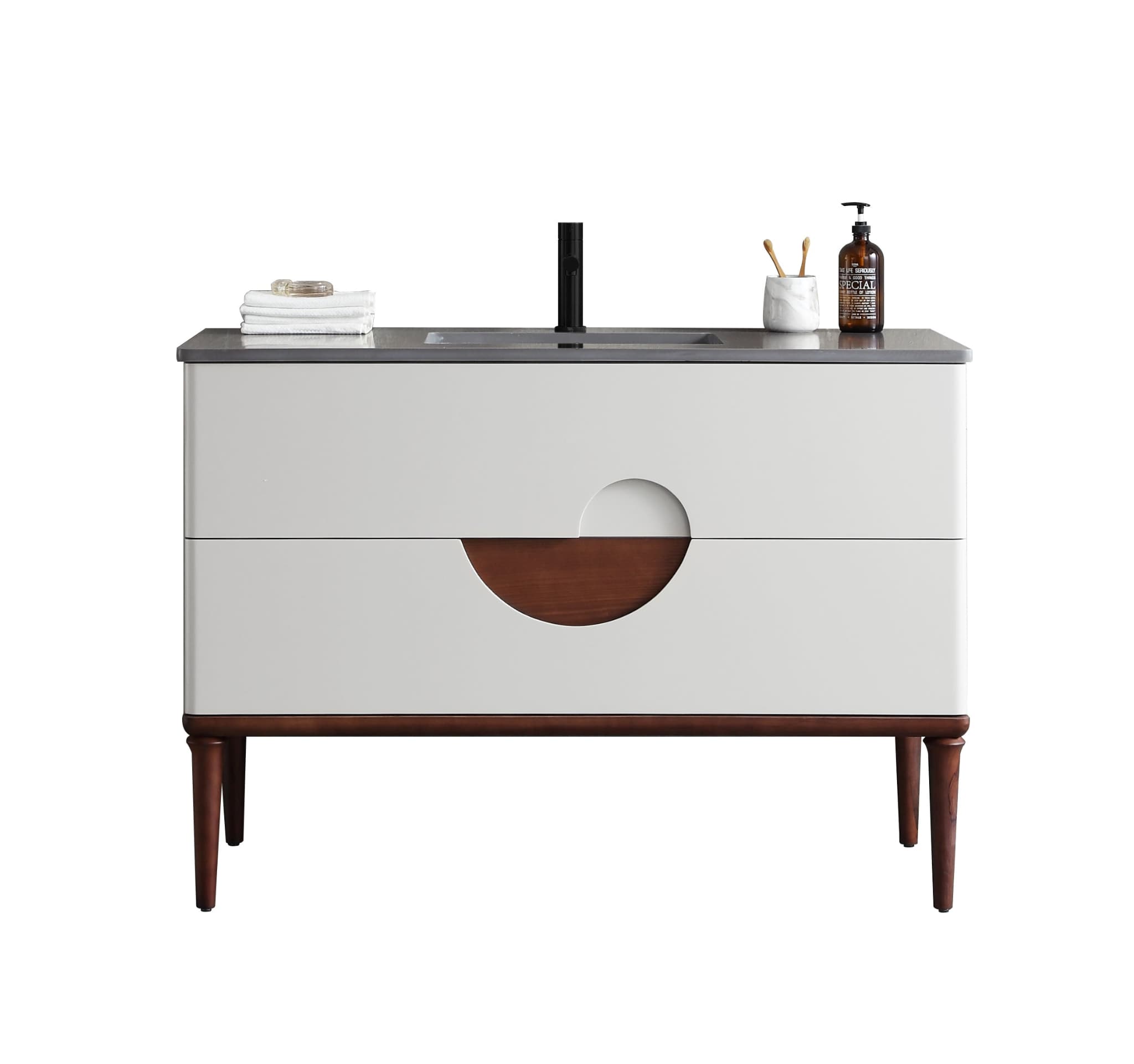 CARTISAN DESIGN VABURBE48FD Pandora 48-in Beige Undermount Single sink Bathroom Vanity with Dark Gray Quartz Top