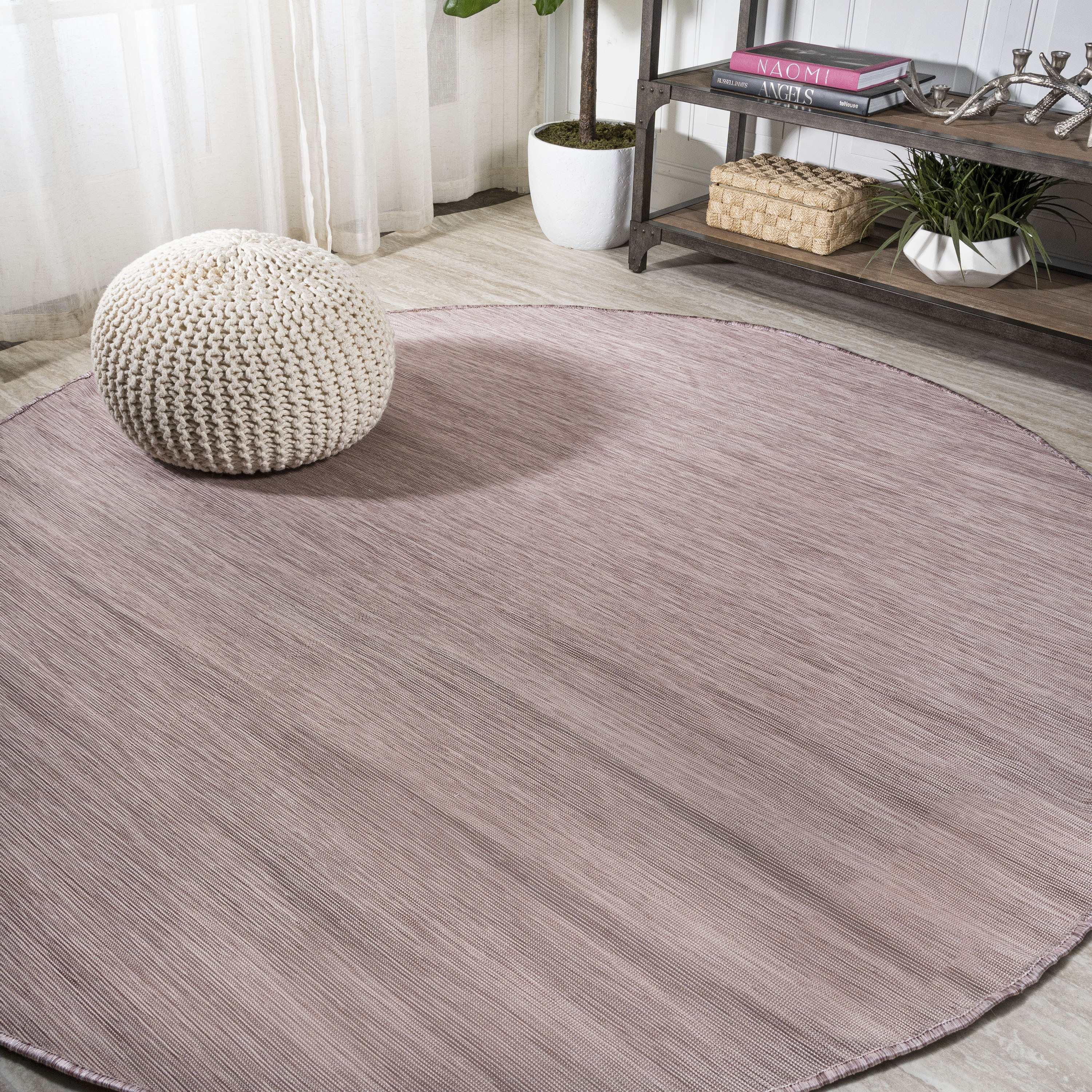 Monaco Distressed Ivory/Pink Round Rug 