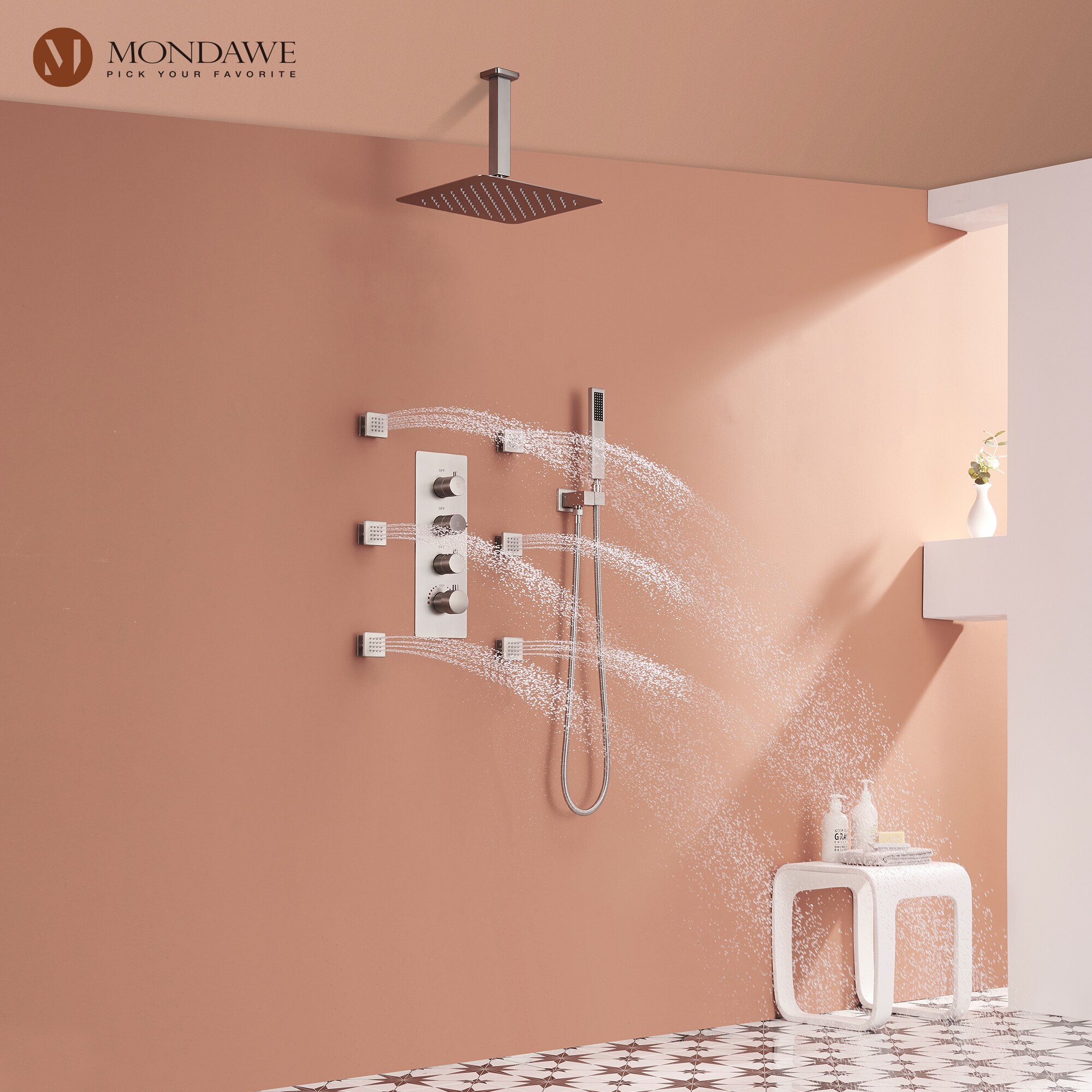 Mondawe WF6310-12BN Showerhead-Bar-Panels - View #3