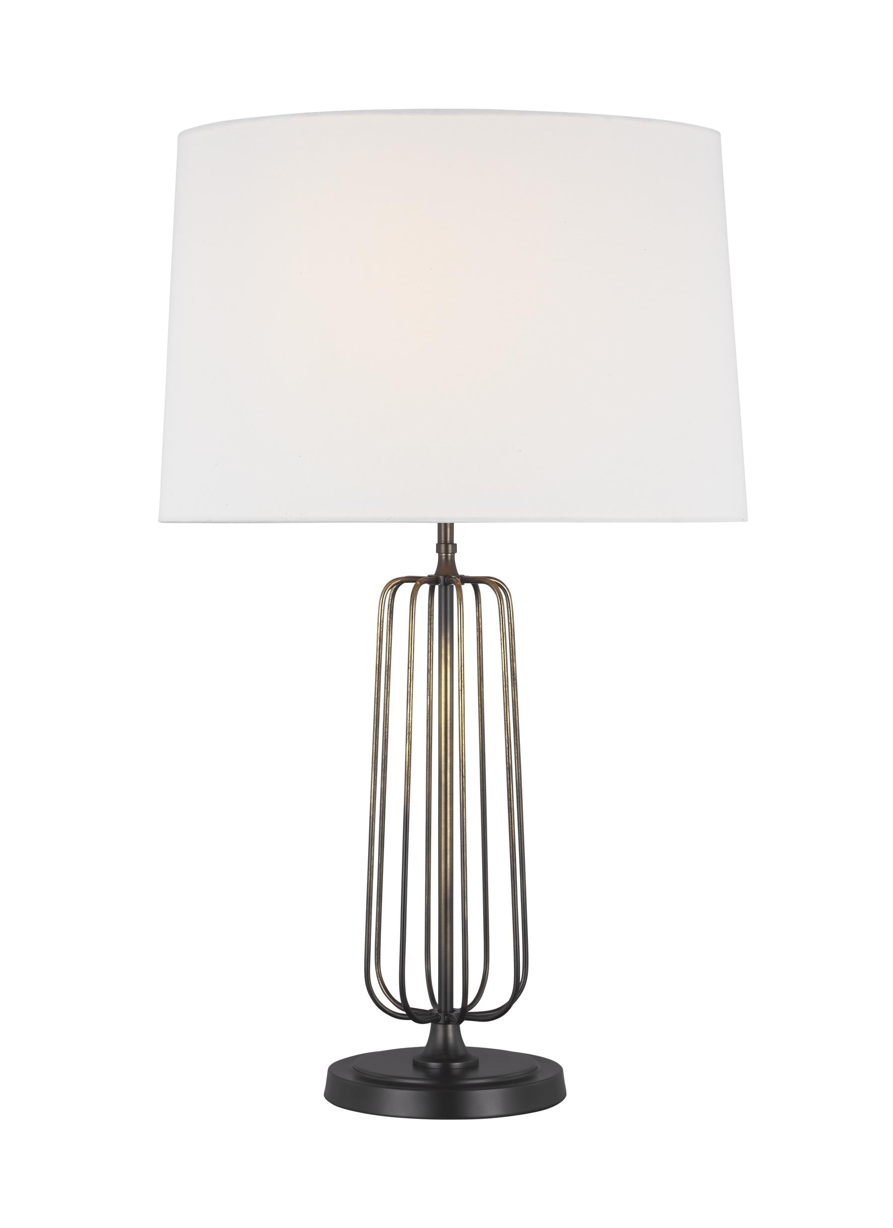 Generation Lighting TT1091AB1 Milo Atelier Brass On/Off Switch Table Lamp with Linen Shade