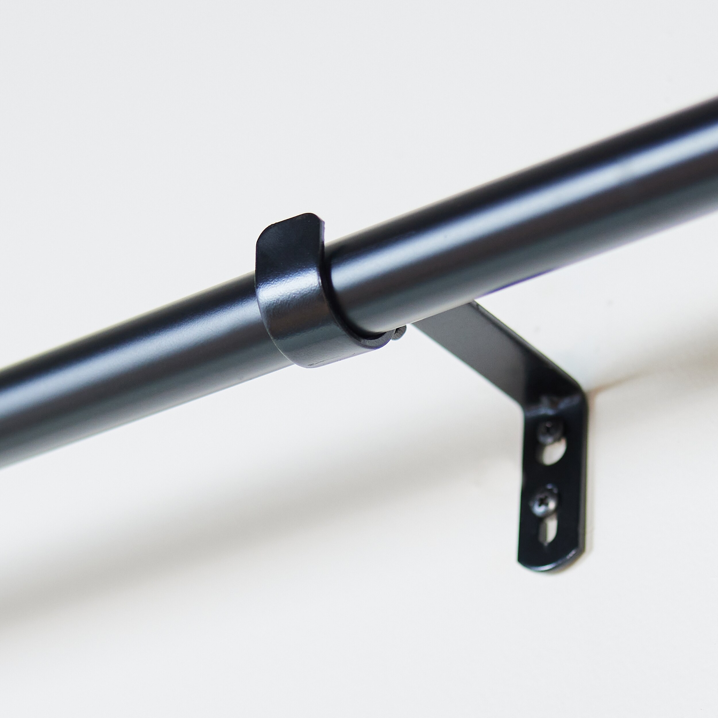 allen + roth 72-in to 144-in Matte Black Steel Single Curtain Rod with Finials