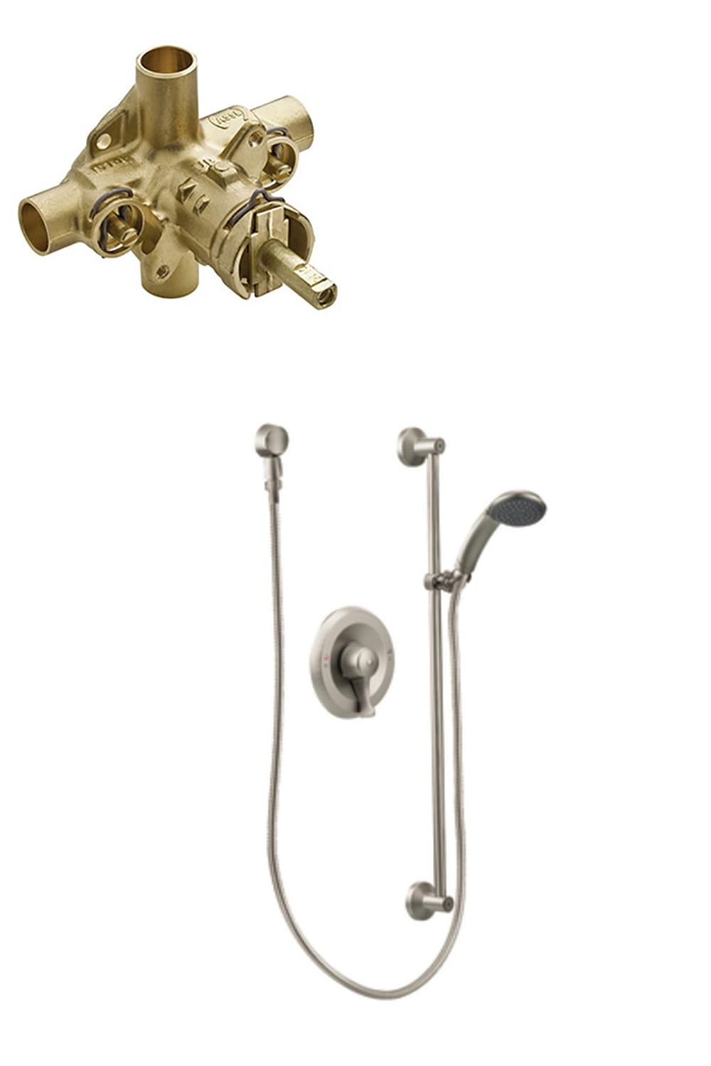 Commercial Brushed Nickel 1-handle Single Function Shower Faucet Valve Included | - Moen T8346EP15CBN-8371HDL