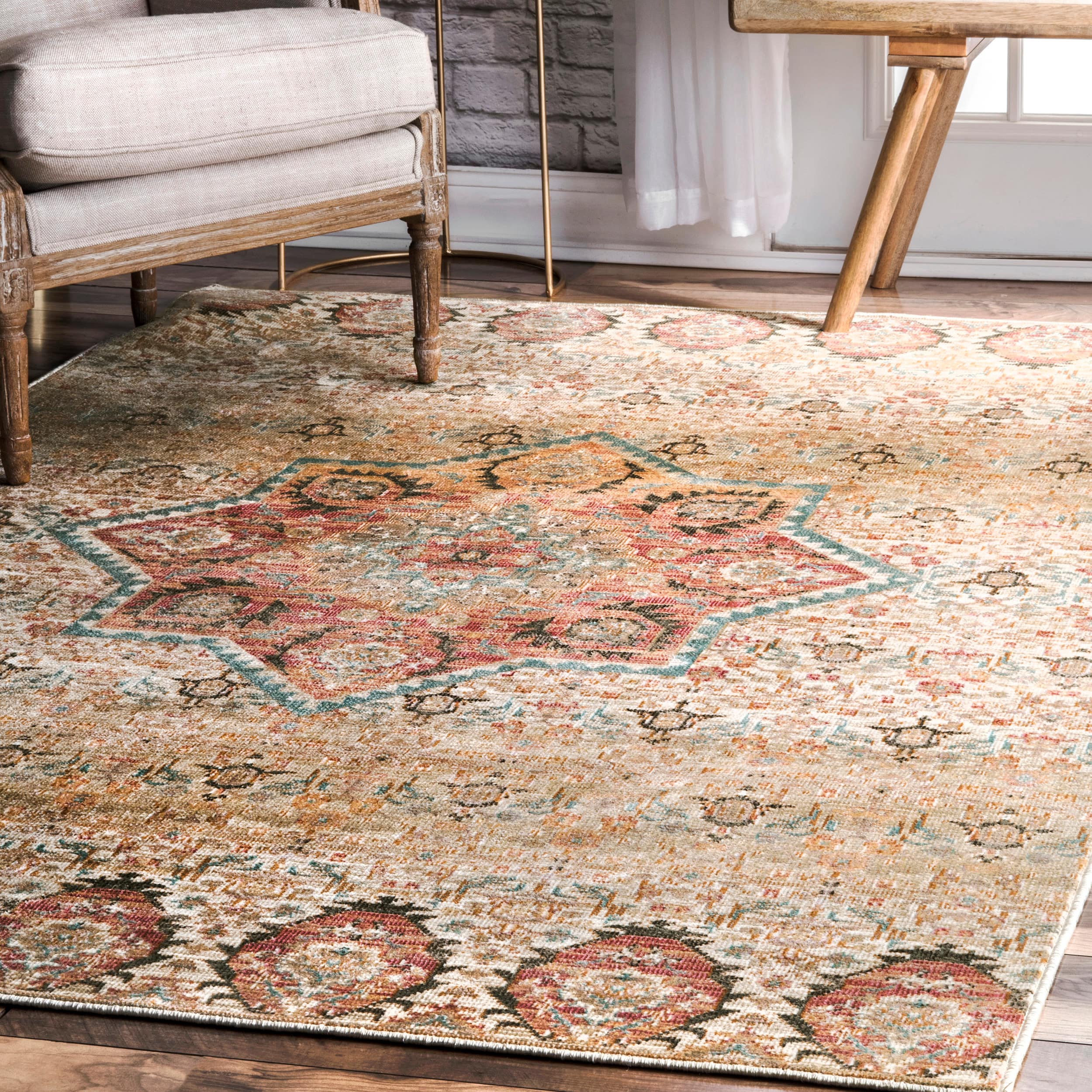 nuLOOM OWMC04A-7100112 8 x 11 (ft) Loomed Polypropylene Multi Rectangular Indoor Medallion Vintage Area rug