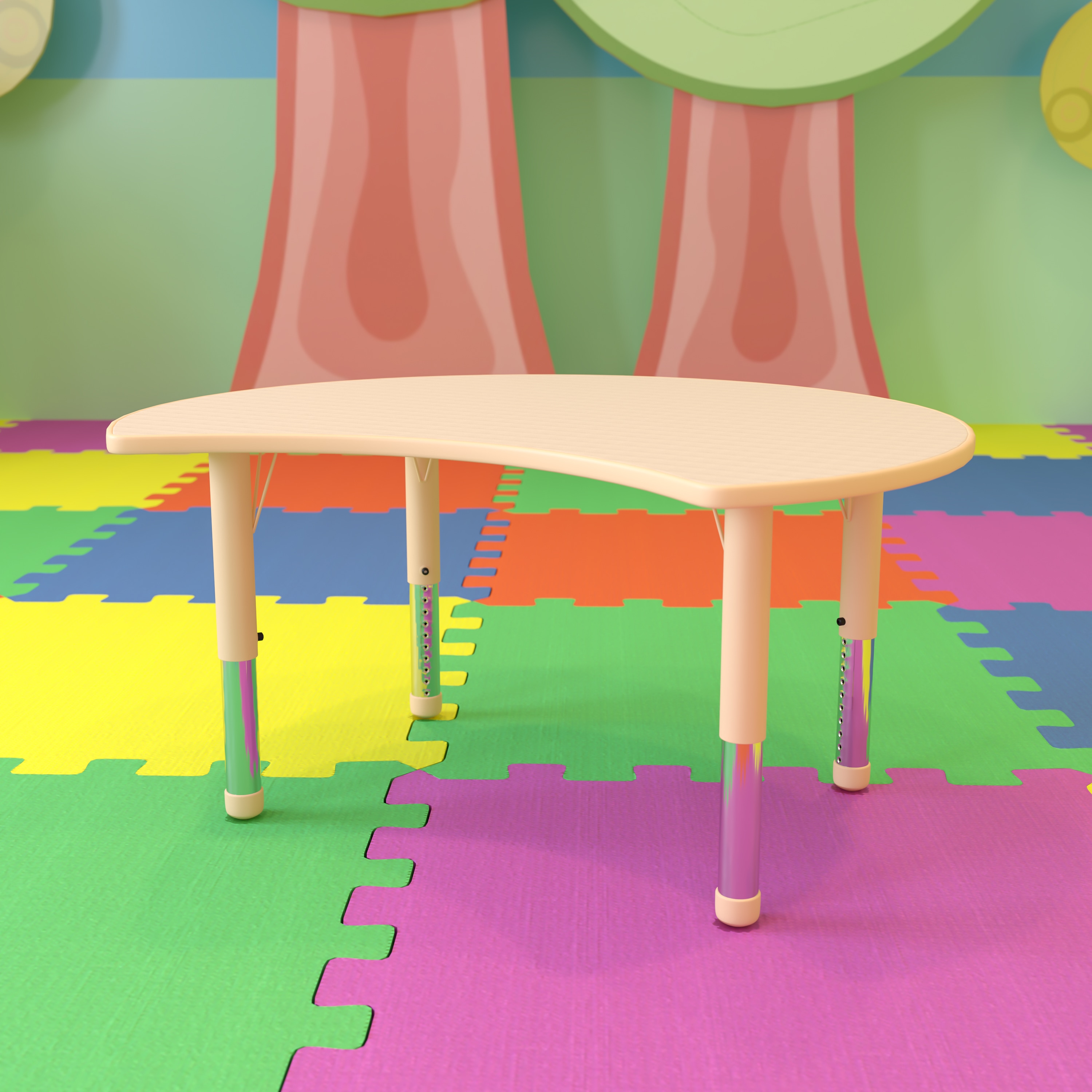 Crescent Natural Plastic Kids Activity Table with Adjustable Height