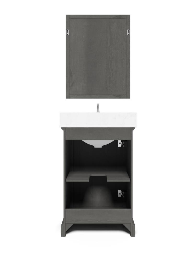 24 In Gray Undermount Single Sink Bathroom Vanity With White Engineered   15366753 