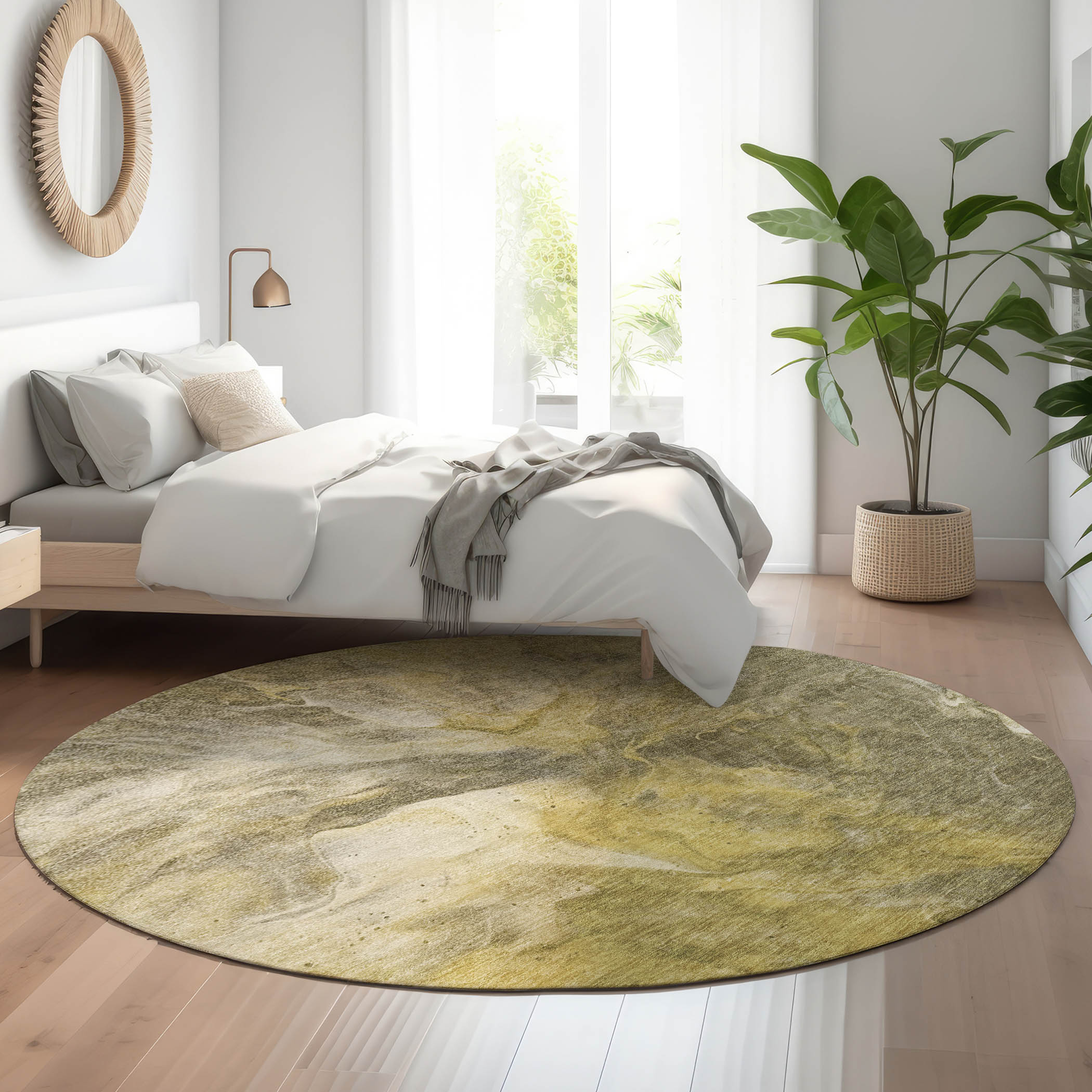 Addison Rugs AMF641TP8RO Mayfield AMF641TP 8 x 8 (ft) Loomed Polyester Taupe Round Indoor Geometric Machine washable Area rug