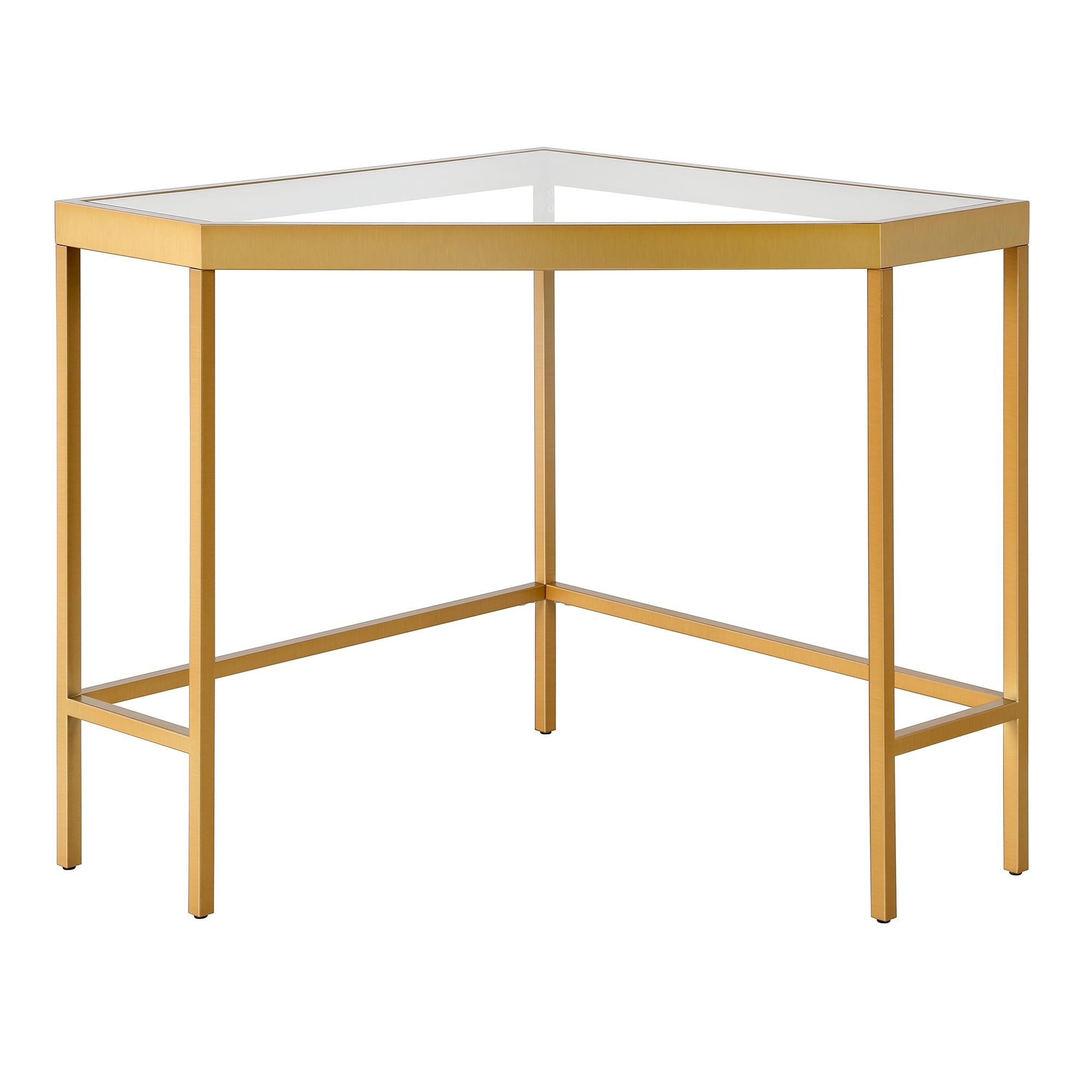 Alexis Minimalist Brass & Glass Corner Desk
