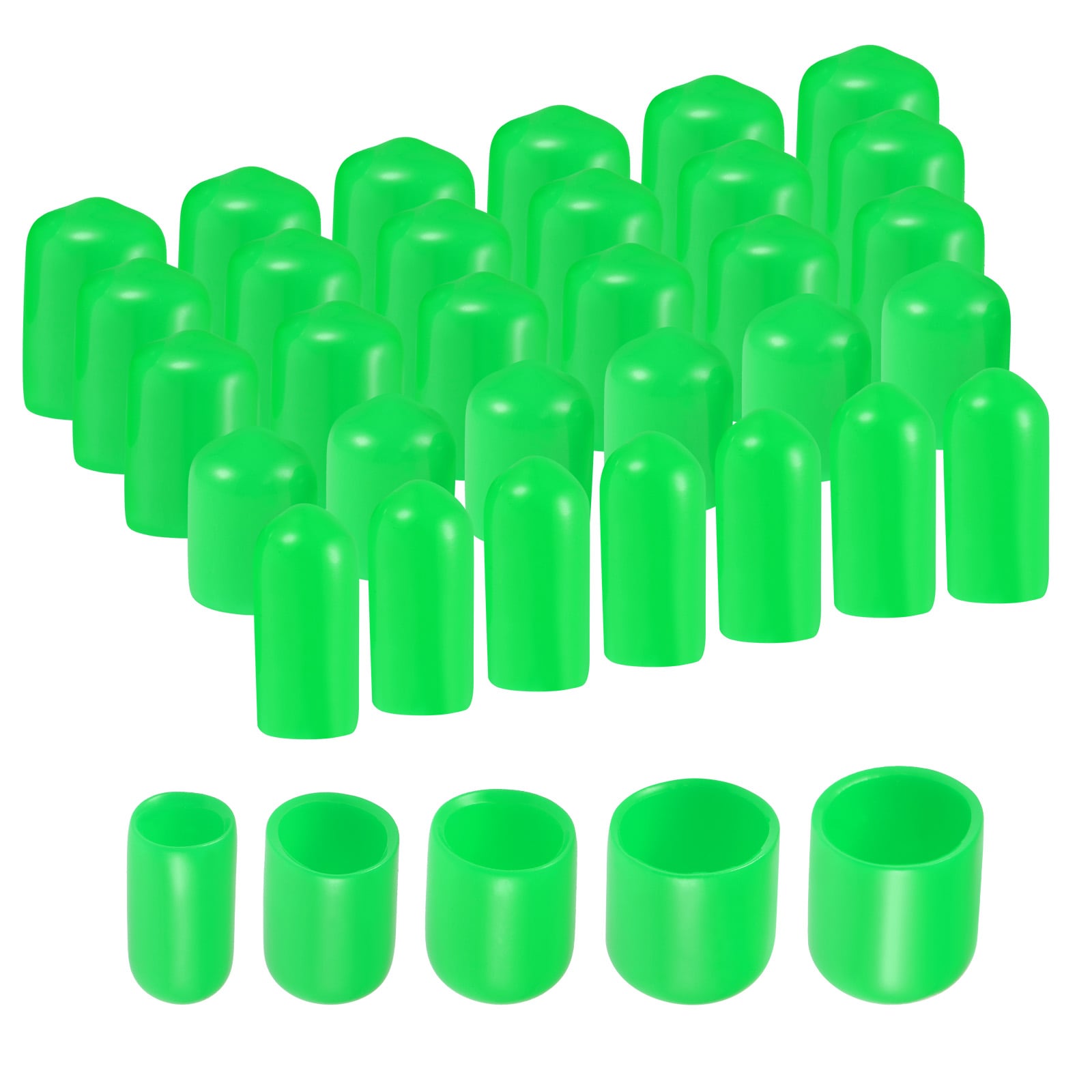Unique Bargains 50pcs Round Rubber End Caps Protective Caps 1/4 Inch 3/8 Inch 1/2 Inch 5/8 Inch 3/4 Inch Green Vinyl Cover Screw Thread Protectors Assortment