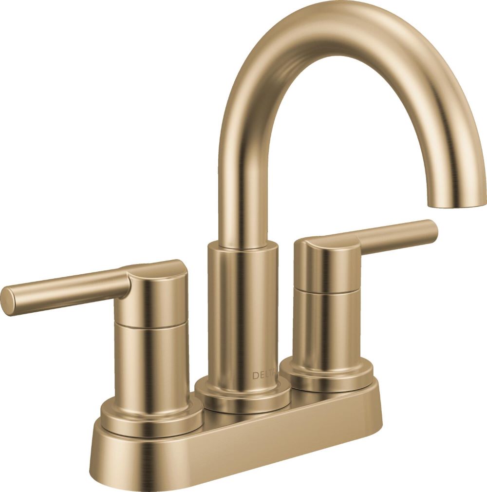 Delta 25749LF-CZ Nicoli Champagne Bronze 4-in centerset 2-handle WaterSense Mid-arc Residential Handle Bathroom Sink Faucet with Drain