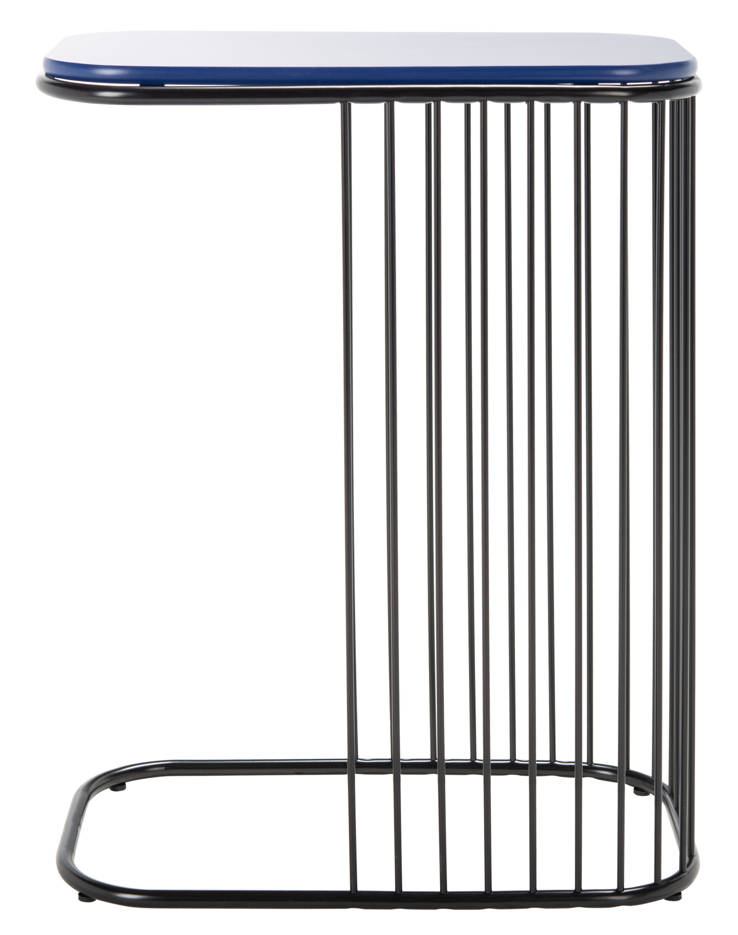 Safavieh ACC8005B Stafford 17.7-in W x 22.8-in H Blue Wood Top/Powder Coated Black Iron Body Wood Oval Modern End Table Assembly Required