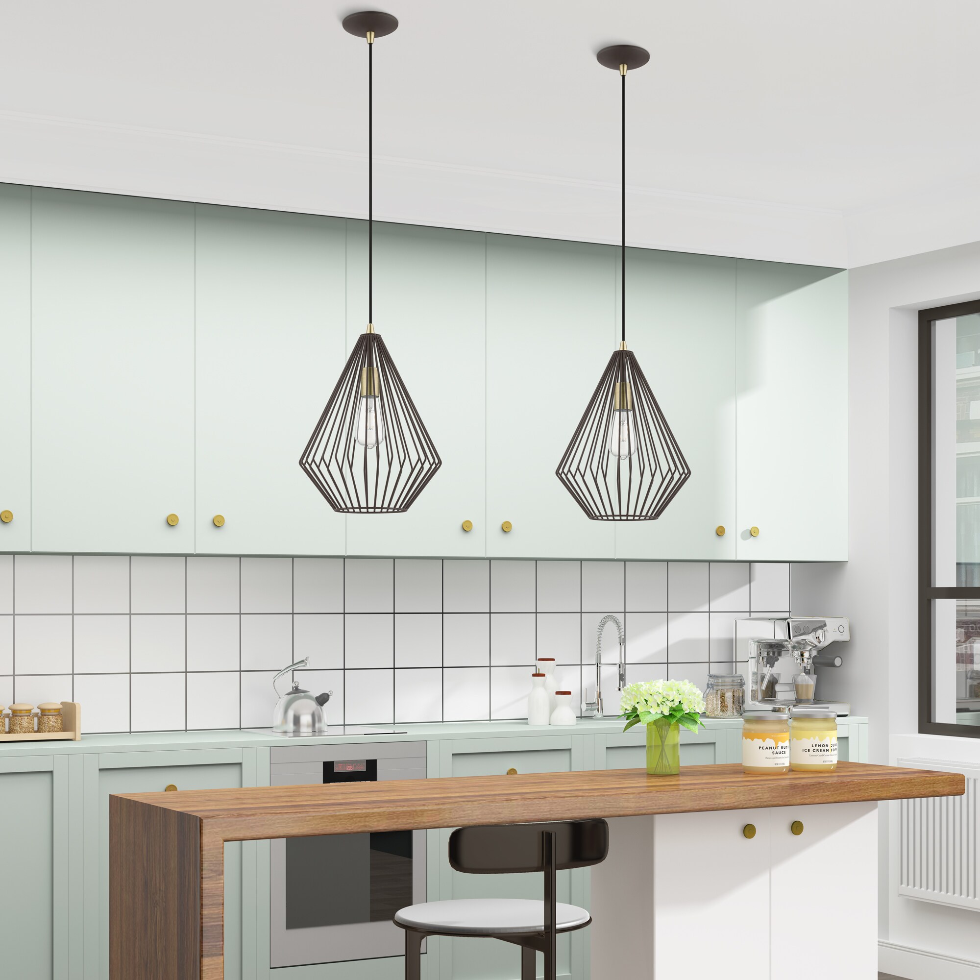 Linz Geometric Bronze & Antique Brass 1-Light Pendant
