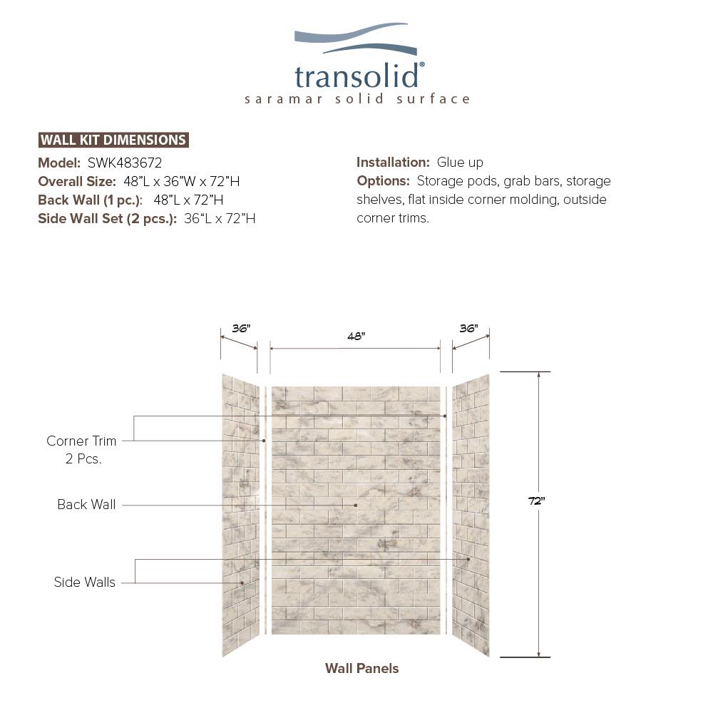 Transolid SWK483672-49 Shower-Wall-Surrounds - View #2